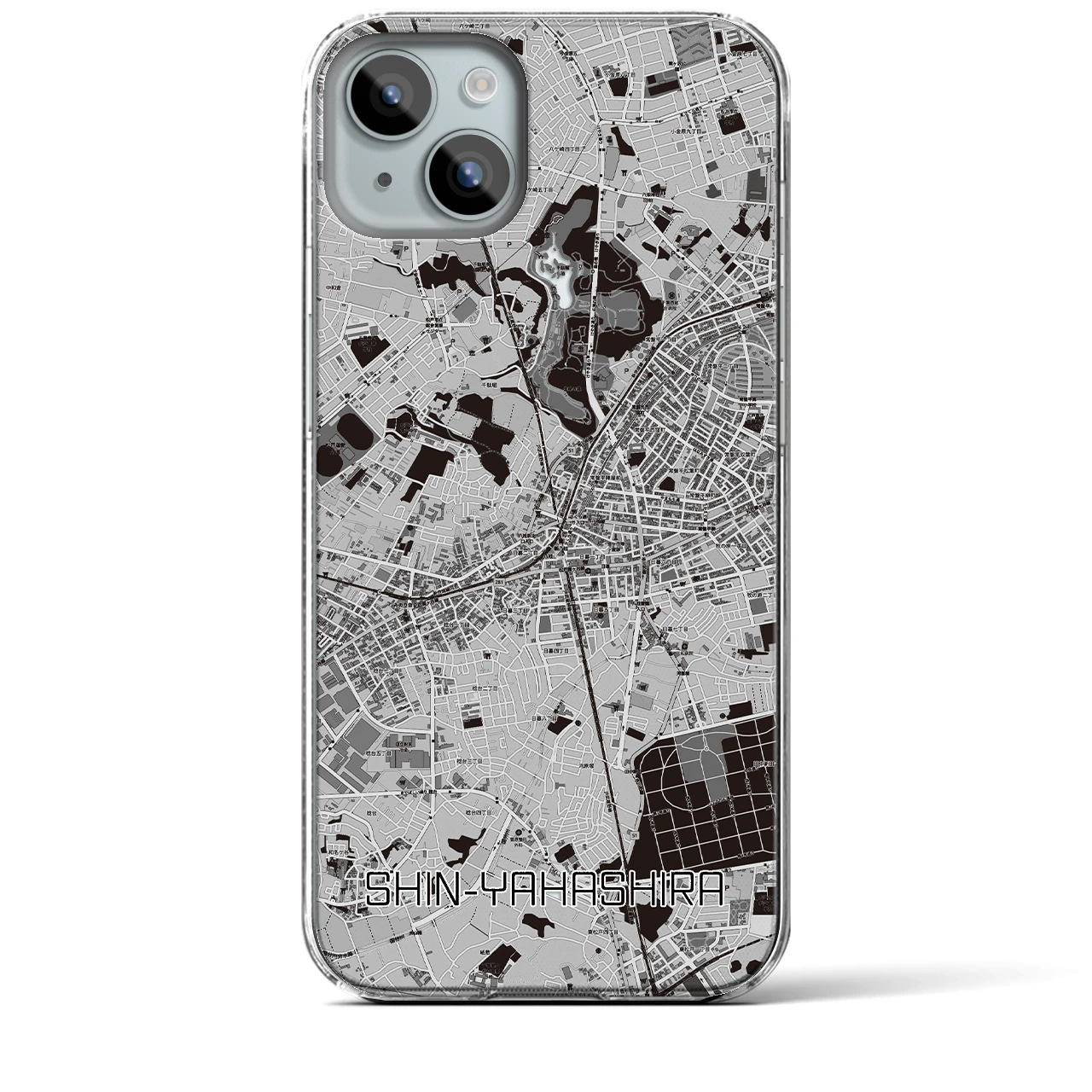 【新八柱(千葉県)】地図柄iPhoneケース(クリアタイプ)