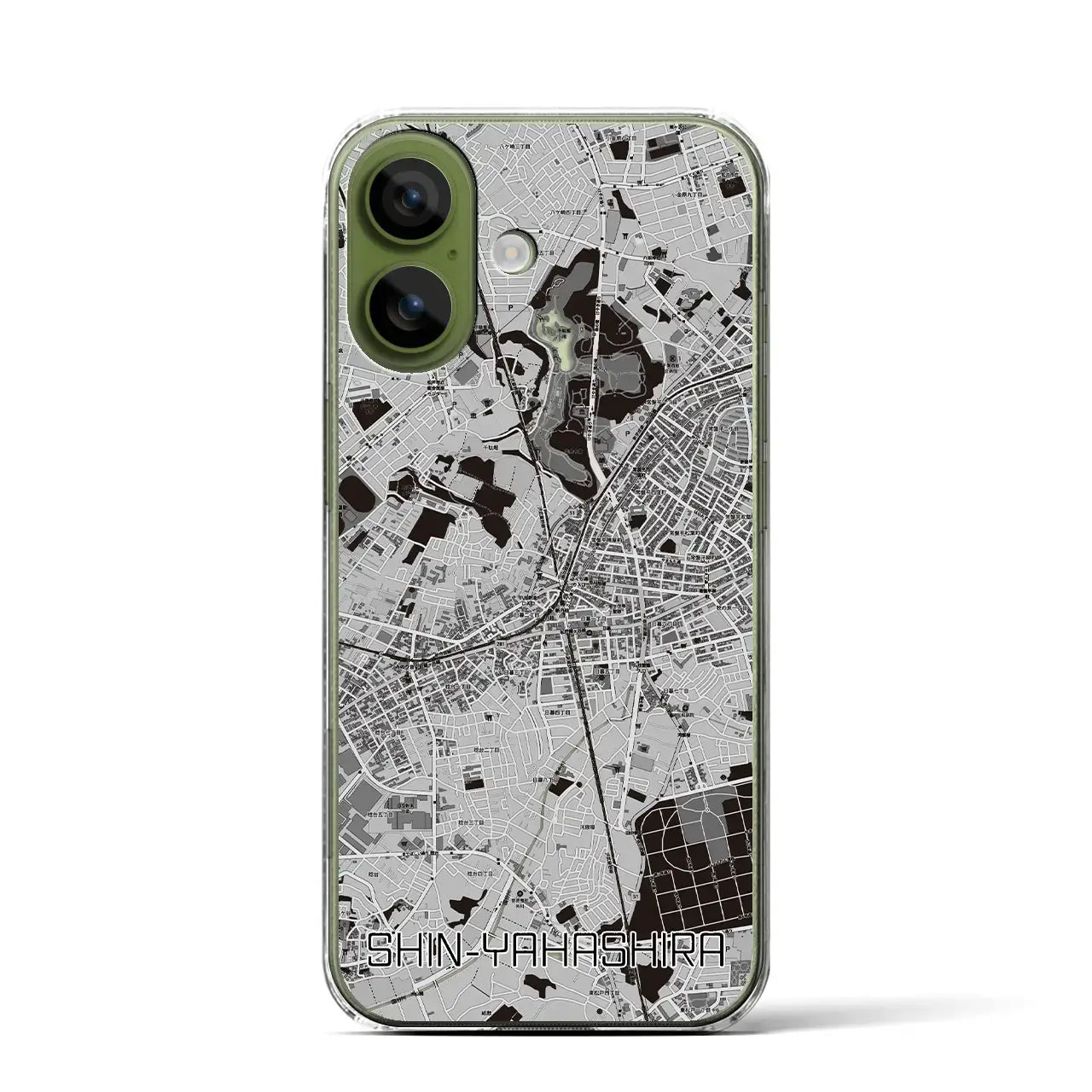 【新八柱(千葉県)】地図柄iPhoneケース(クリアタイプ)モノトーン・iPhone 17 Pro Max 用