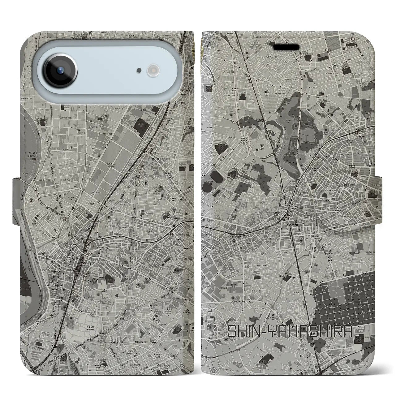 【新八柱(千葉県)】地図柄iPhoneケース(手帳タイプ)