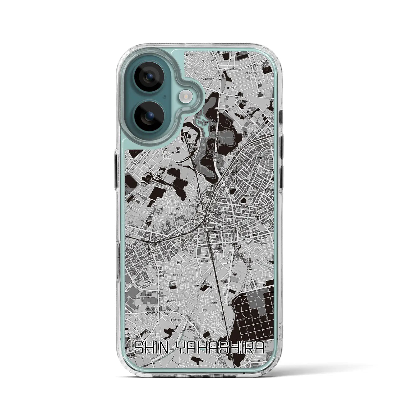 【新八柱(千葉県)】地図柄iPhoneケース(MagSafeタイプ)モノトーン・iPhone 16 Pro 用