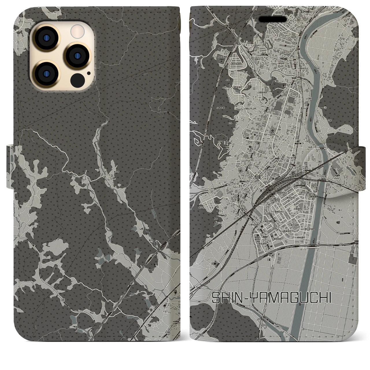 【新山口(山口県)】地図柄iPhoneケース(手帳タイプ)