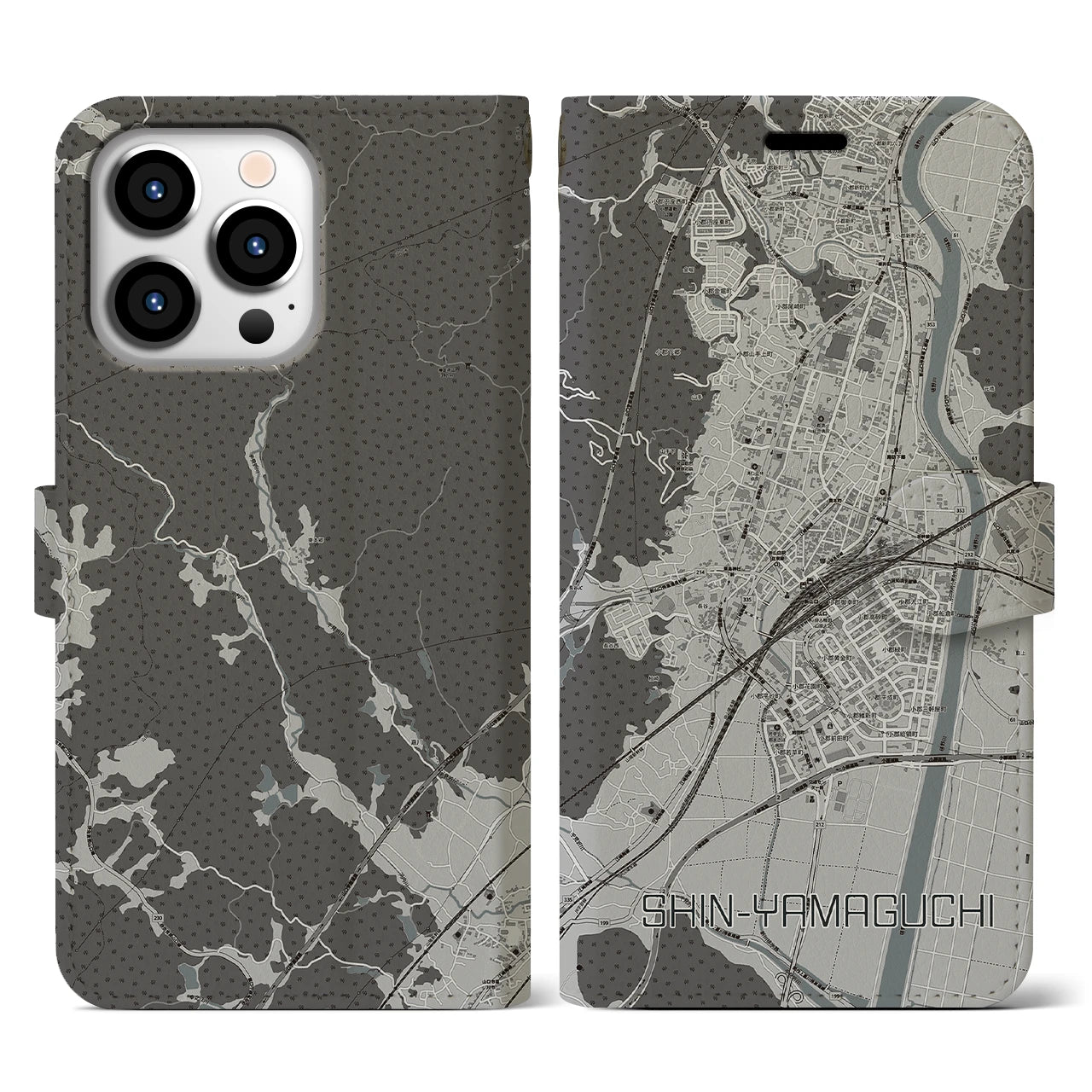 【新山口(山口県)】地図柄iPhoneケース(手帳タイプ)