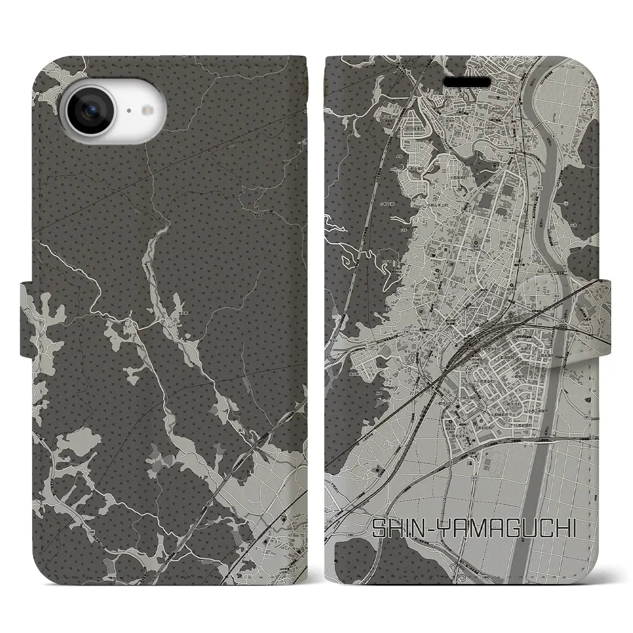 【新山口(山口県)】地図柄iPhoneケース(手帳タイプ)