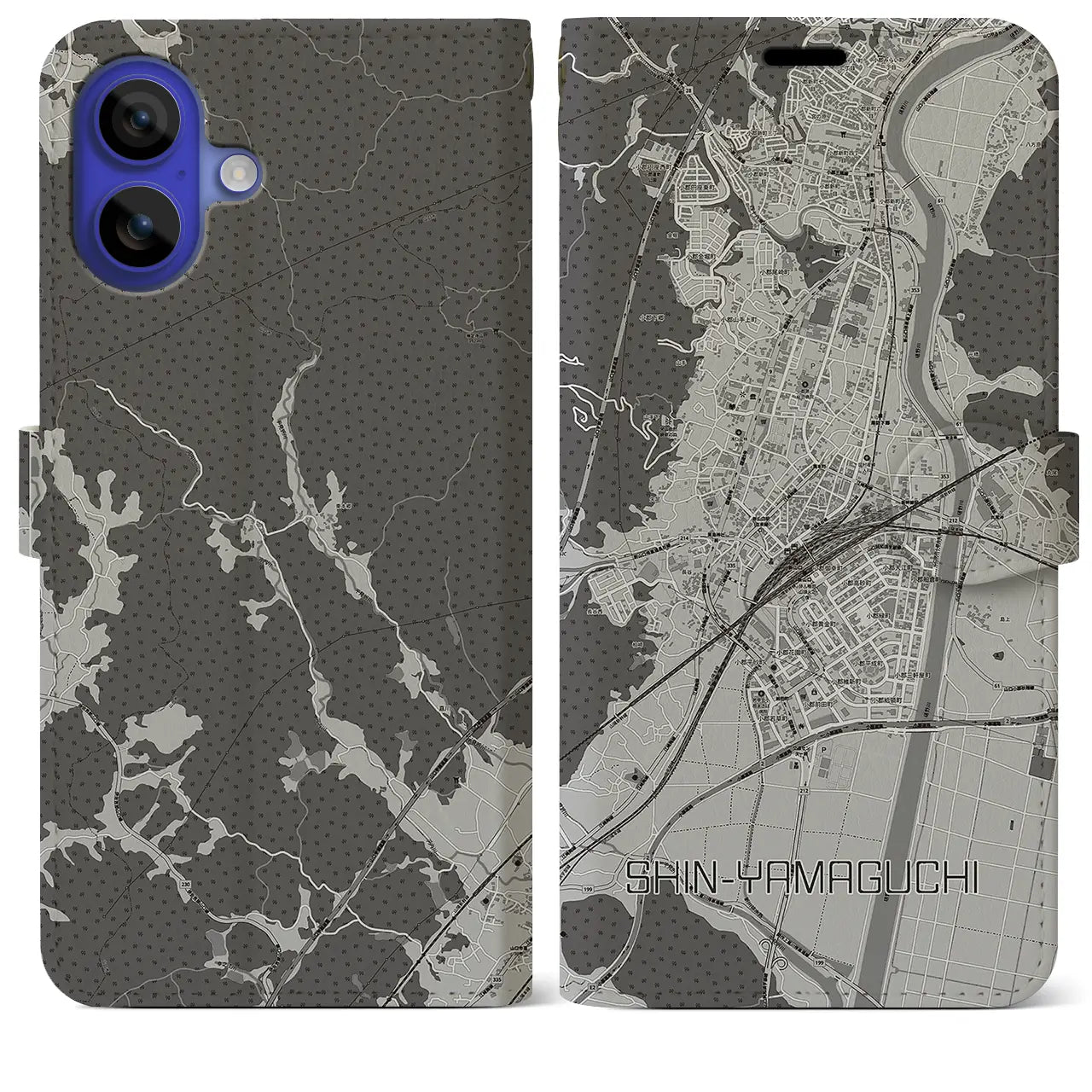 【新山口(山口県)】地図柄iPhoneケース(手帳タイプ)