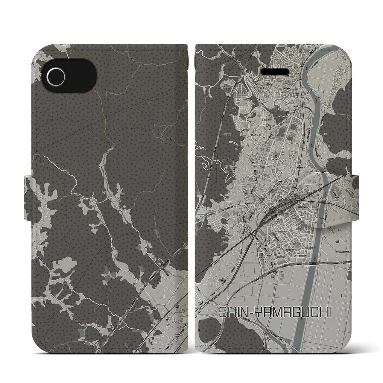 【新山口(山口県)】地図柄iPhoneケース(手帳タイプ)