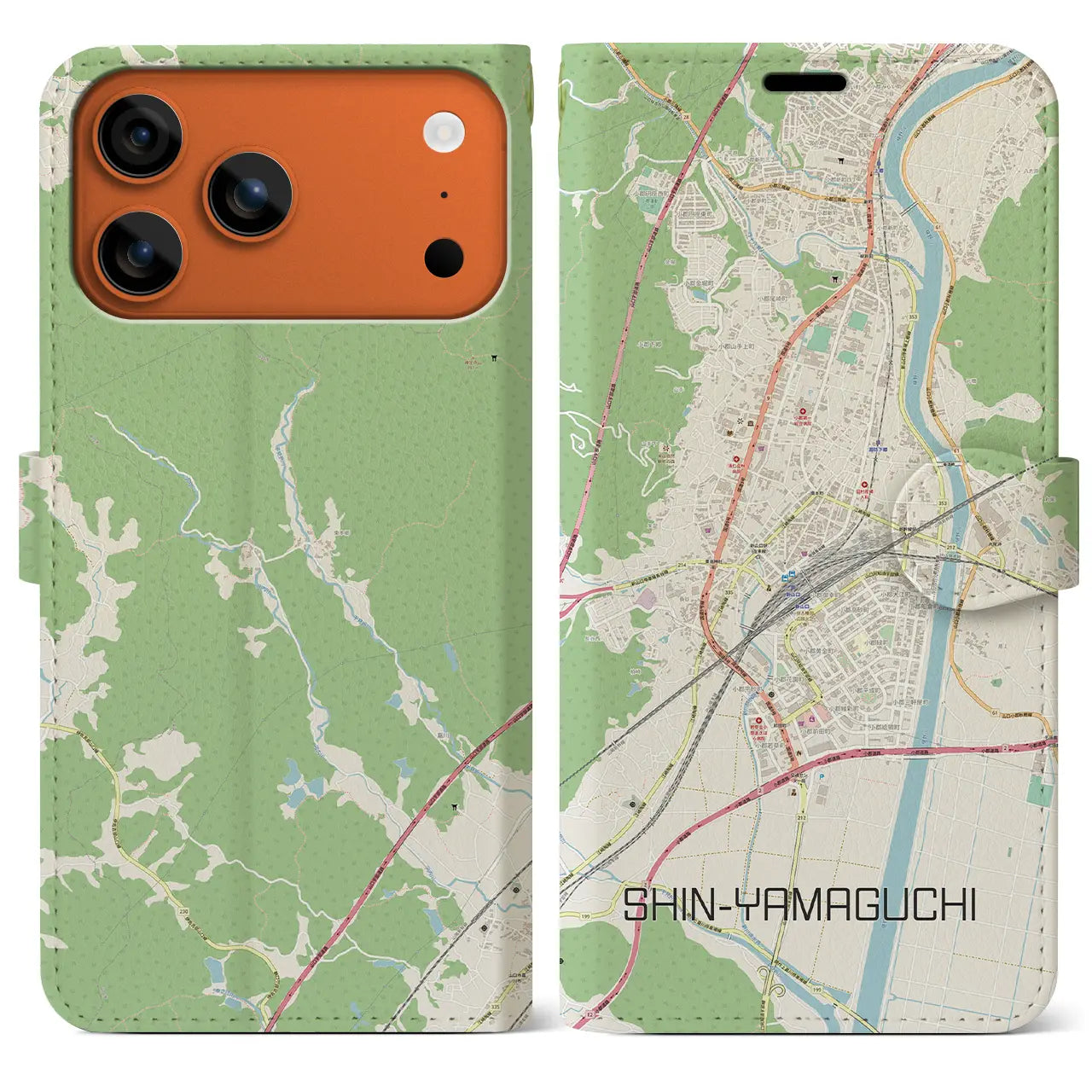 【新山口(山口県)】地図柄iPhoneケース(手帳タイプ)