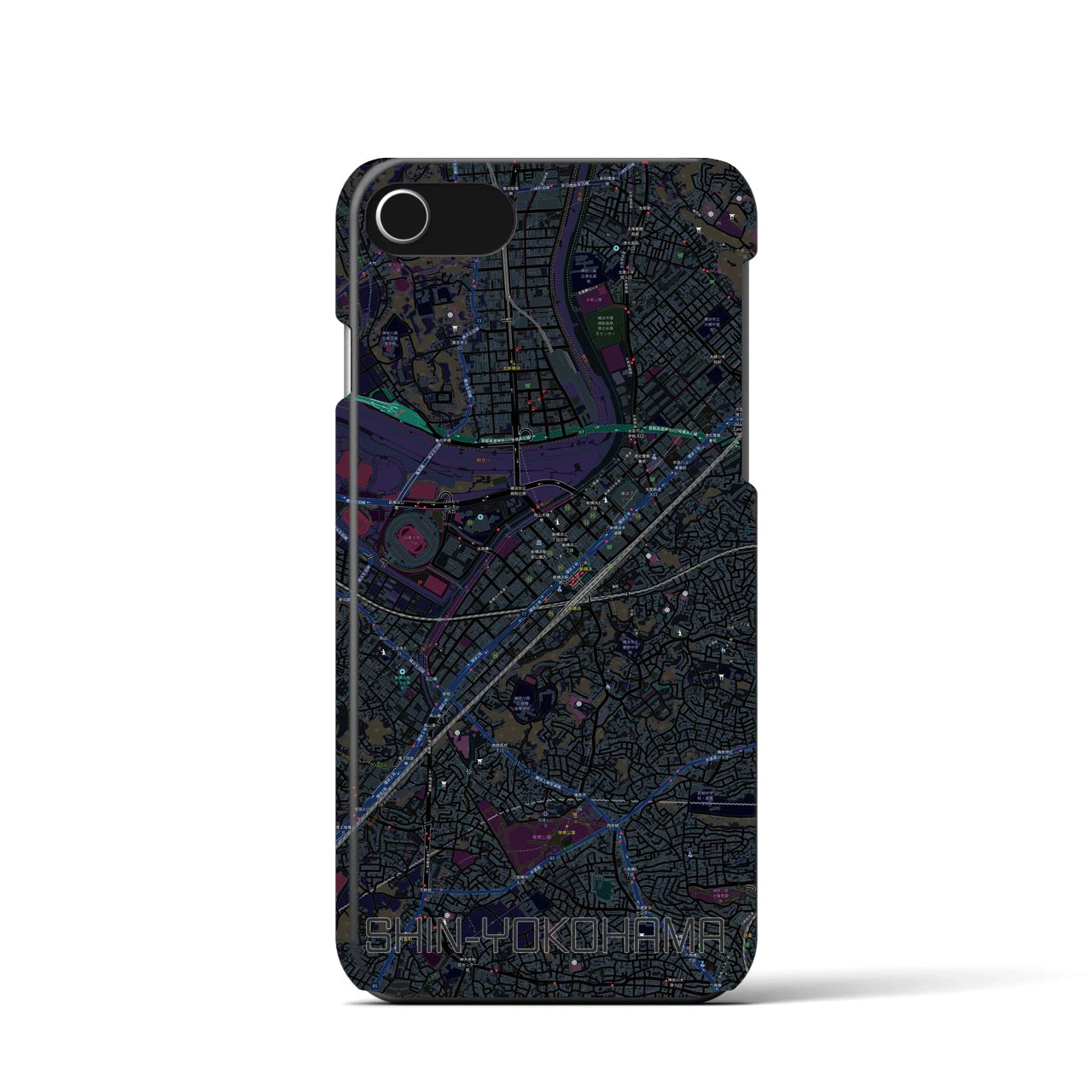 【新横浜(神奈川県)】地図柄iPhoneケース(バックカバータイプ)