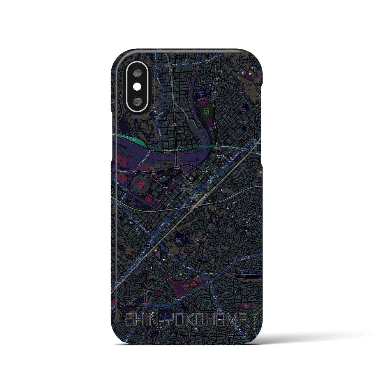 【新横浜(神奈川県)】地図柄iPhoneケース(バックカバータイプ)