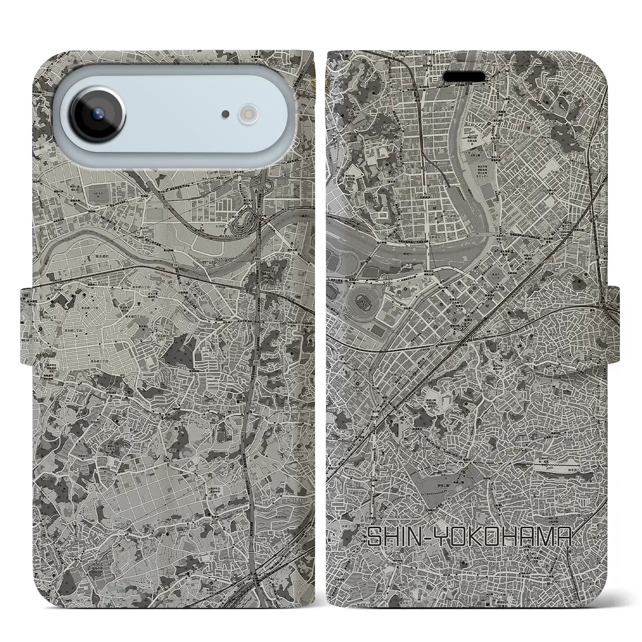 【新横浜(神奈川県)】地図柄iPhoneケース(手帳タイプ)