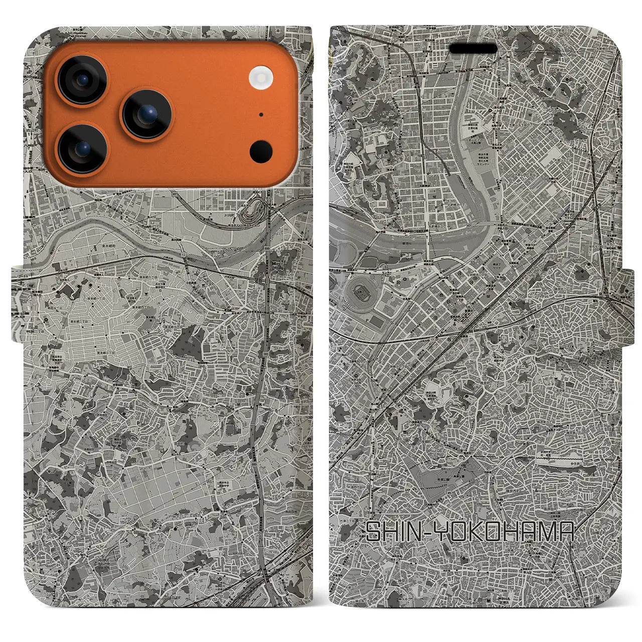 【新横浜(神奈川県)】地図柄iPhoneケース(手帳タイプ)