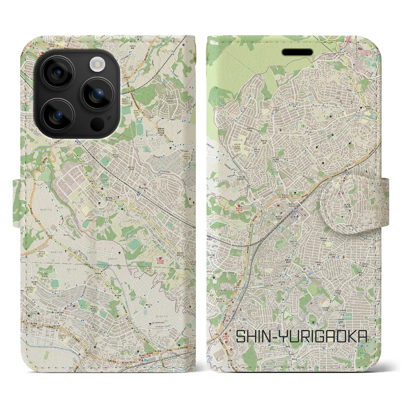 【新百合ヶ丘(神奈川県)】地図柄iPhoneケース(手帳タイプ)ナチュラル・iPhone 16 用