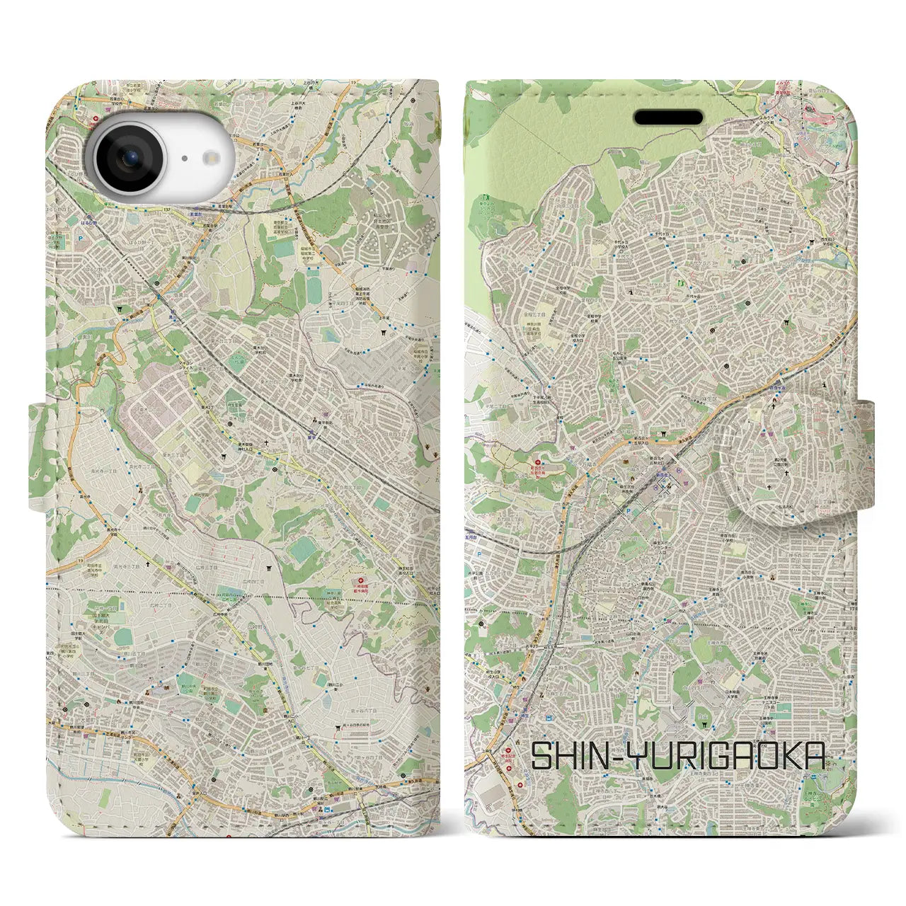 【新百合ヶ丘(神奈川県)】地図柄iPhoneケース(手帳タイプ)