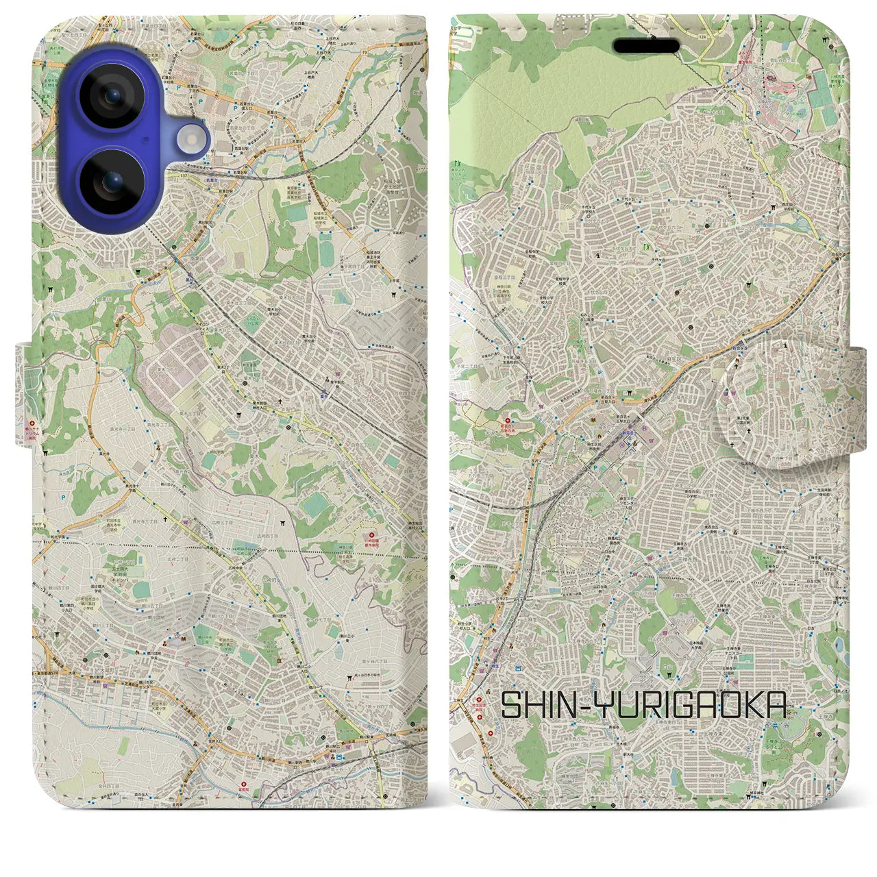 【新百合ヶ丘(神奈川県)】地図柄iPhoneケース(手帳タイプ)ナチュラル・iPhone 16 Pro Max 用