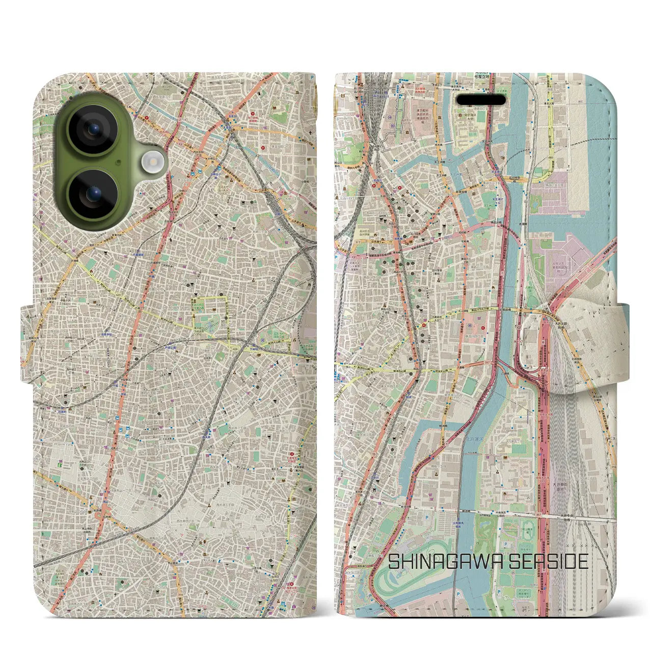 【品川シーサイド(東京都)】地図柄iPhoneケース(手帳タイプ)モノトーン・iPhone 17 Pro Max 用