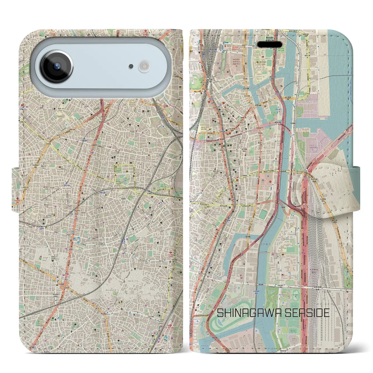 【品川シーサイド(東京都)】地図柄iPhoneケース(手帳タイプ)ナチュラル・iPhone 17 Pro Max 用