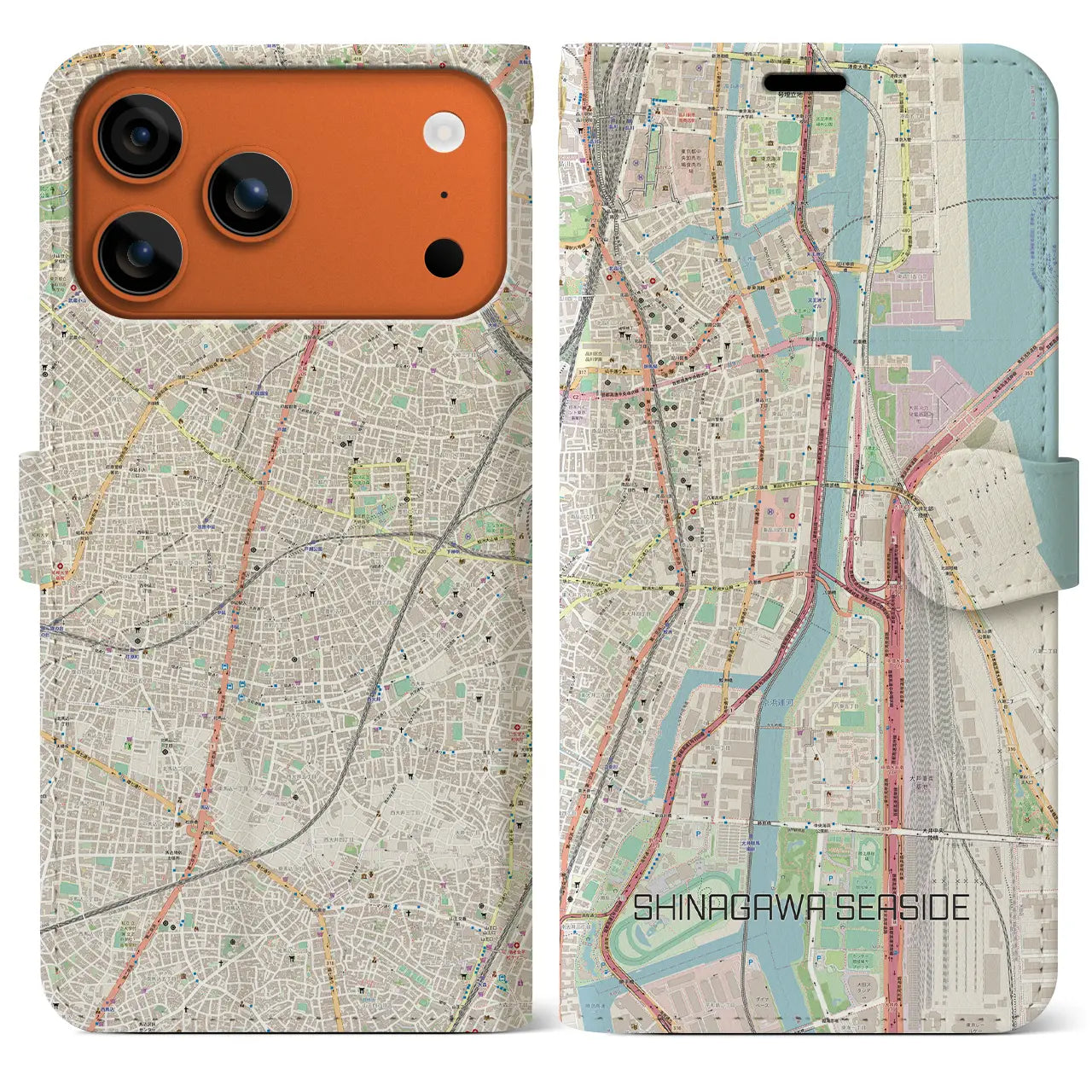 【品川シーサイド(東京都)】地図柄iPhoneケース(手帳タイプ)