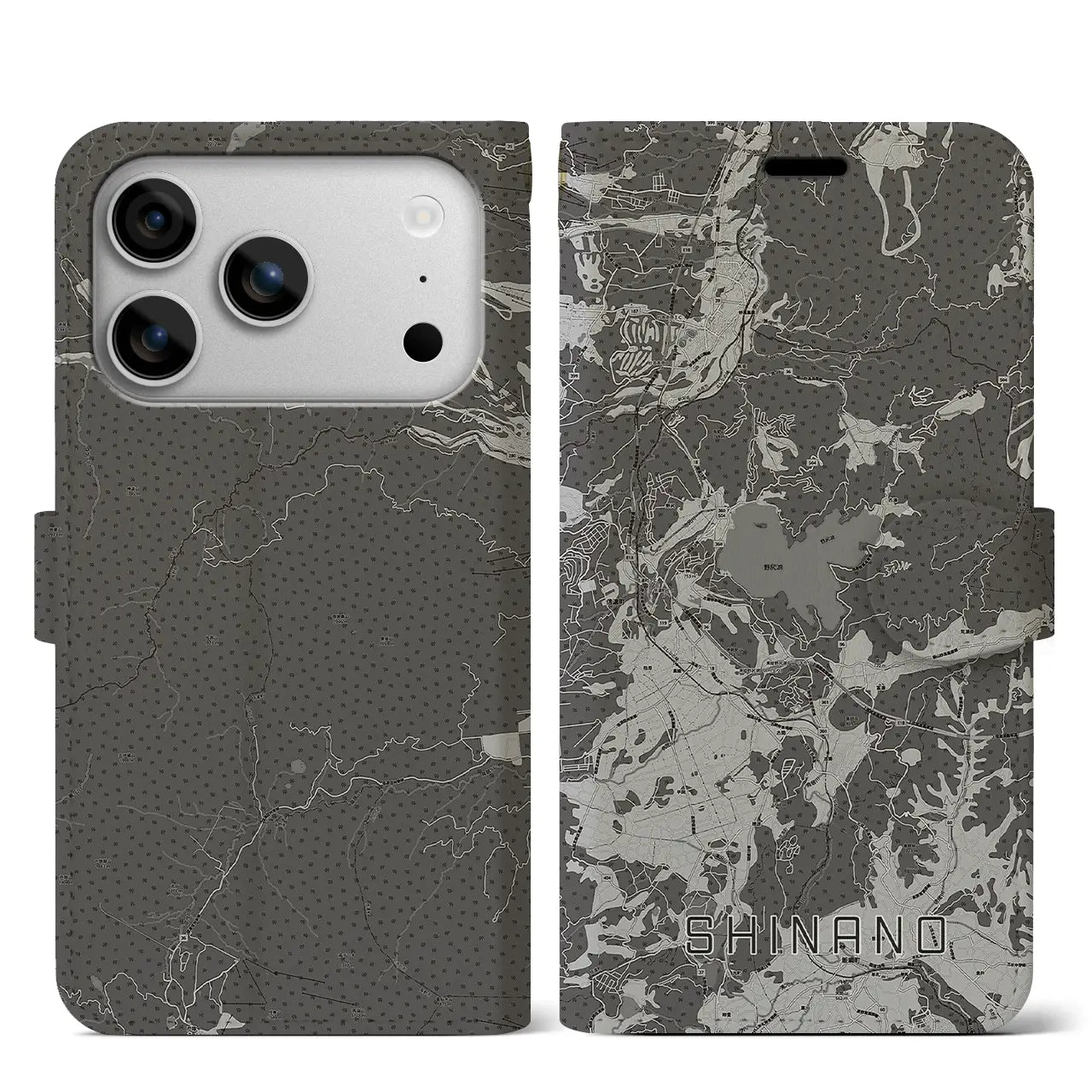 【信濃(長野県)】地図柄iPhoneケース(手帳タイプ)