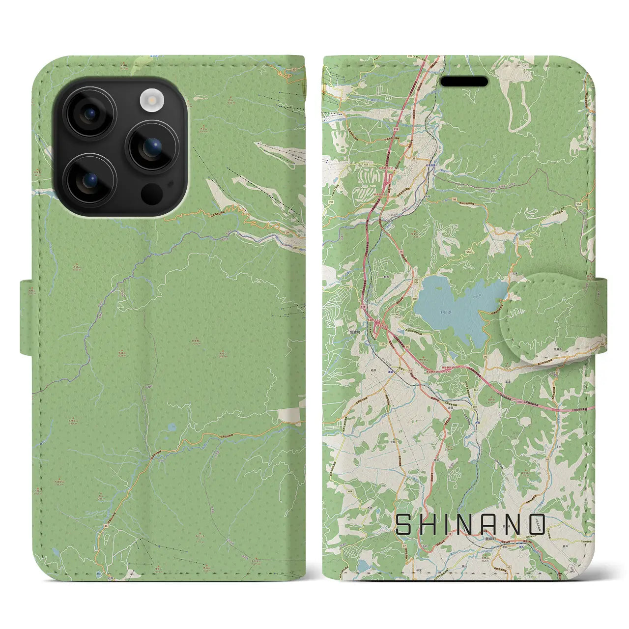 【信濃(長野県)】地図柄iPhoneケース(手帳タイプ)ナチュラル・iPhone 16 用