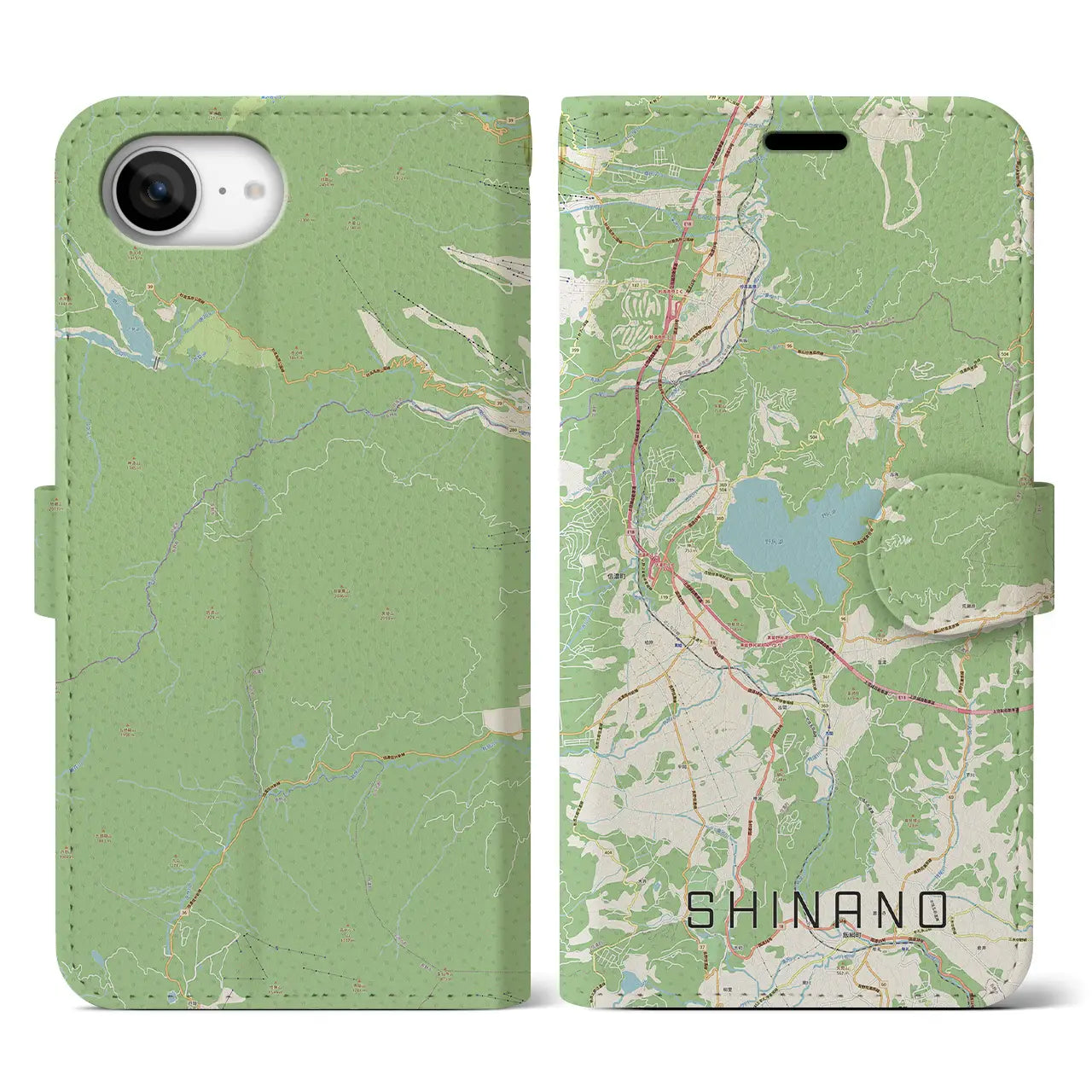 【信濃(長野県)】地図柄iPhoneケース(手帳タイプ)