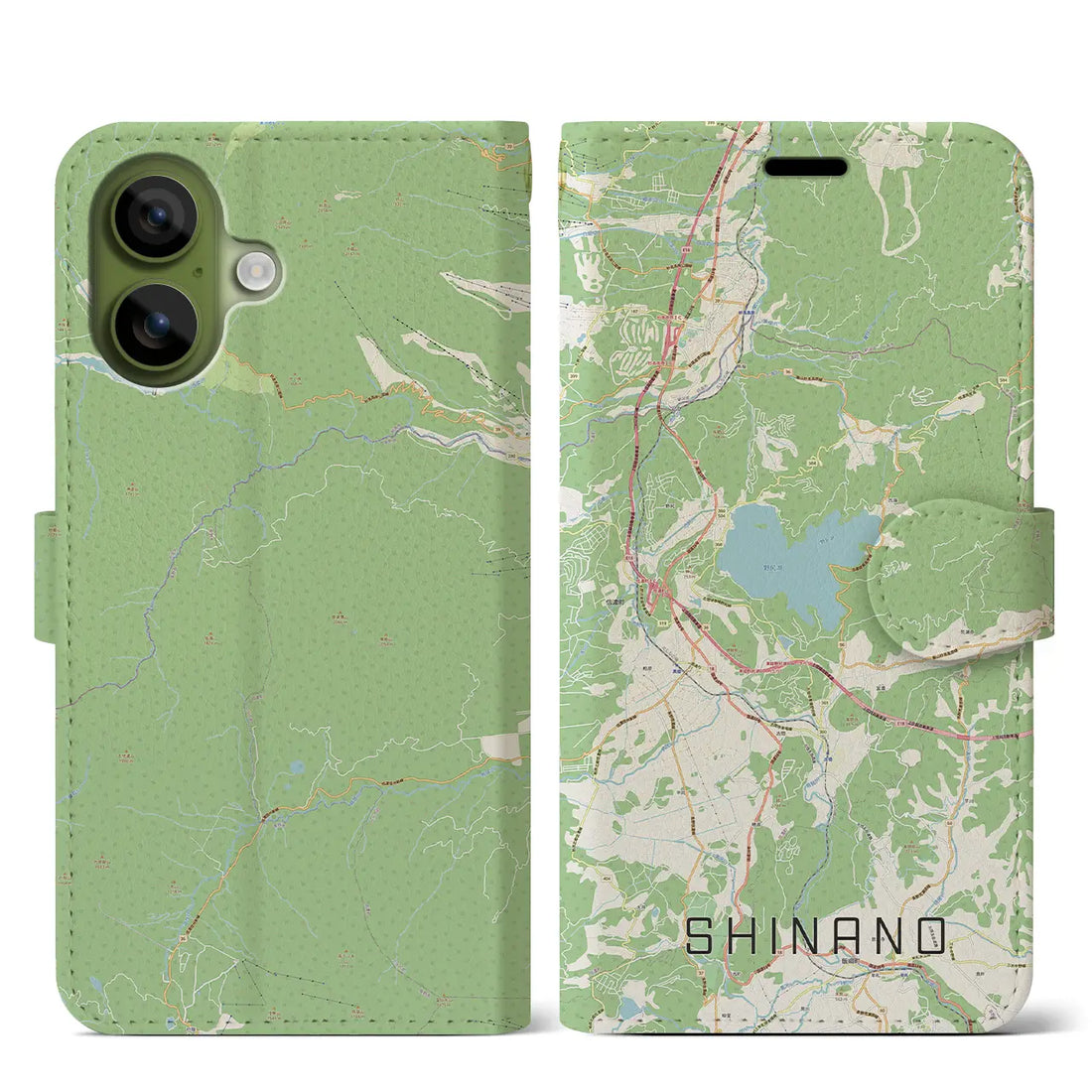 【信濃(長野県)】地図柄iPhoneケース(手帳タイプ)ナチュラル・iPhone 17 Pro Max 用