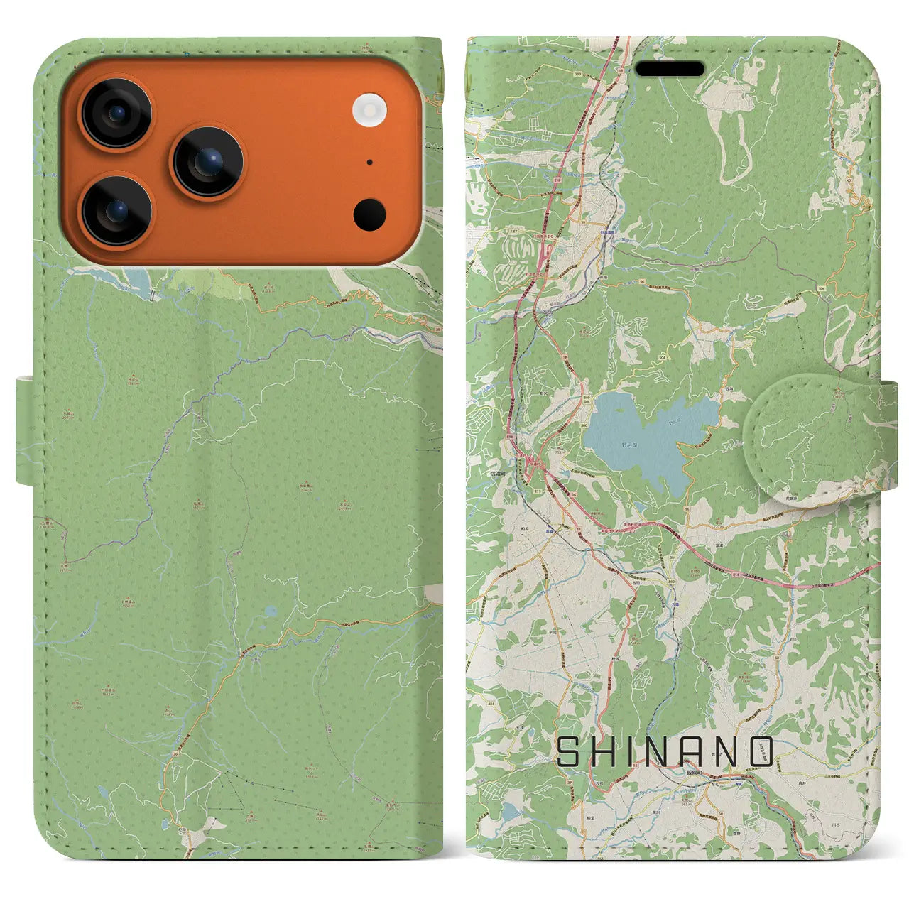 【信濃(長野県)】地図柄iPhoneケース(手帳タイプ)