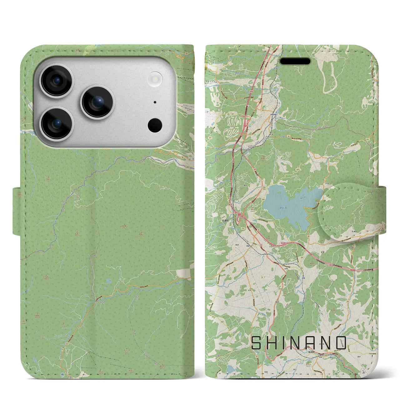 【信濃(長野県)】地図柄iPhoneケース(手帳タイプ)