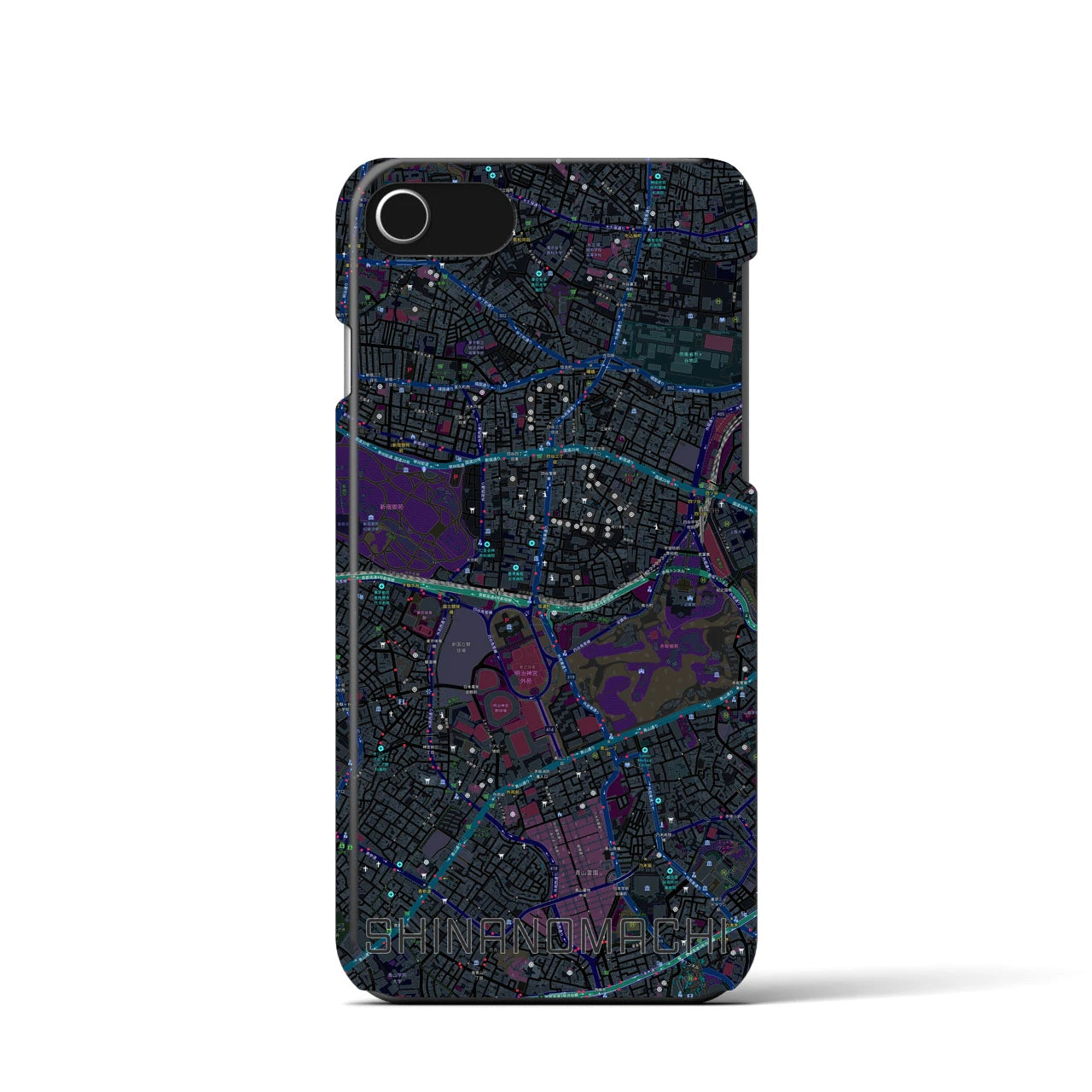 【信濃町(東京都)】地図柄iPhoneケース(バックカバータイプ)