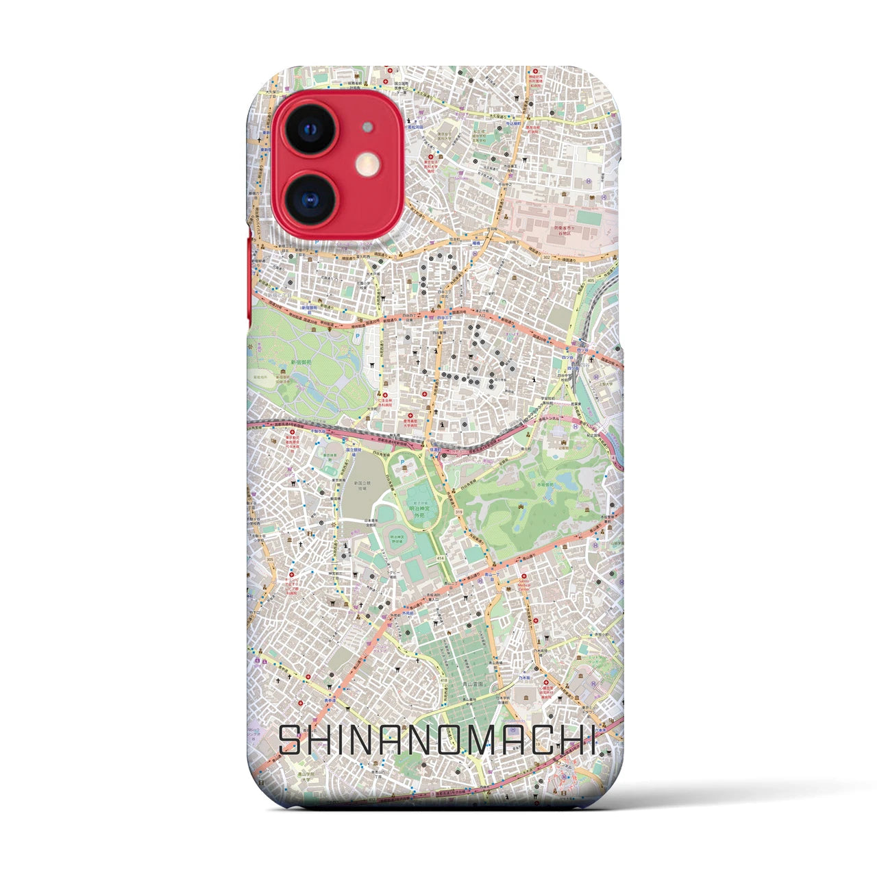 【信濃町(東京都)】地図柄iPhoneケース(バックカバータイプ)