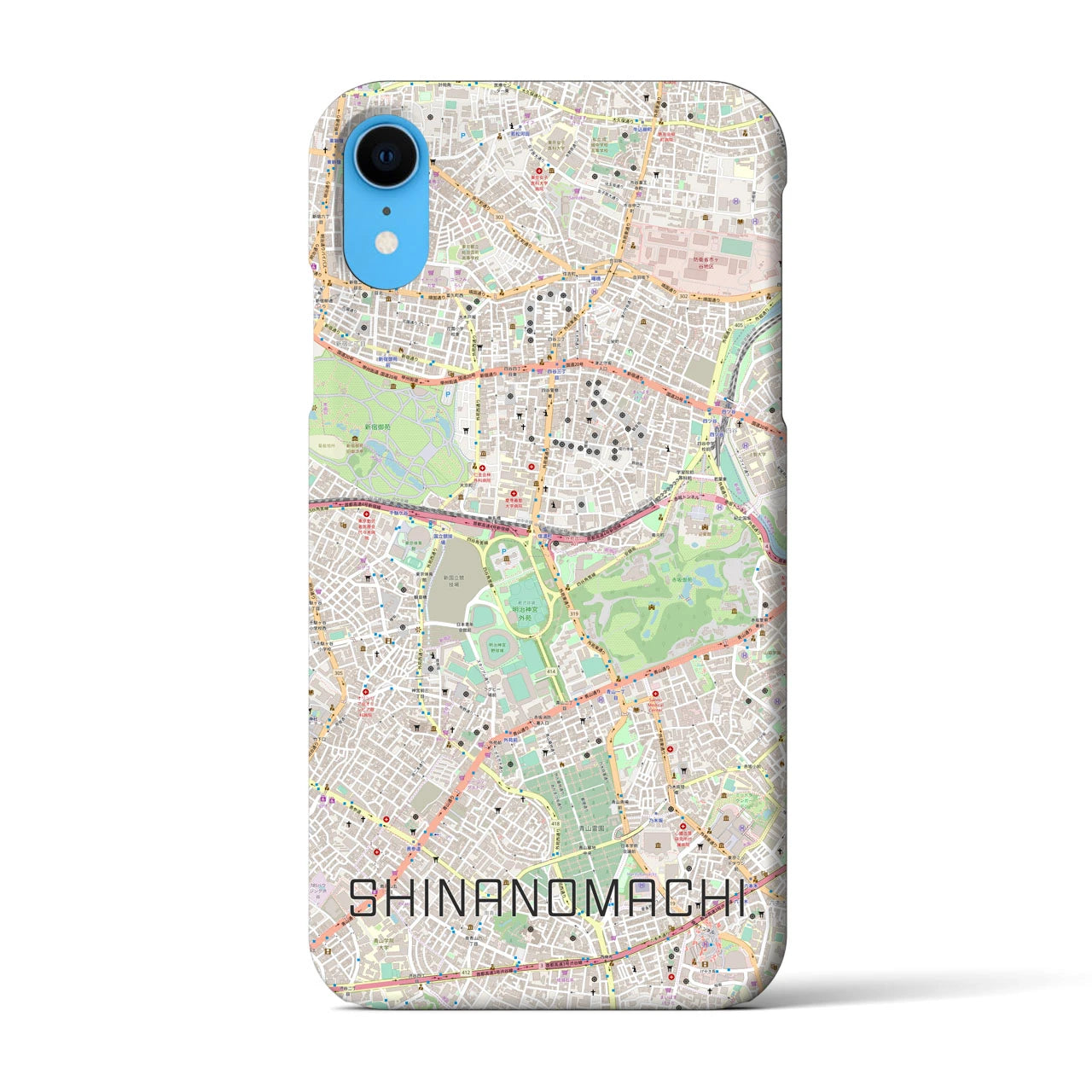【信濃町(東京都)】地図柄iPhoneケース(バックカバータイプ)