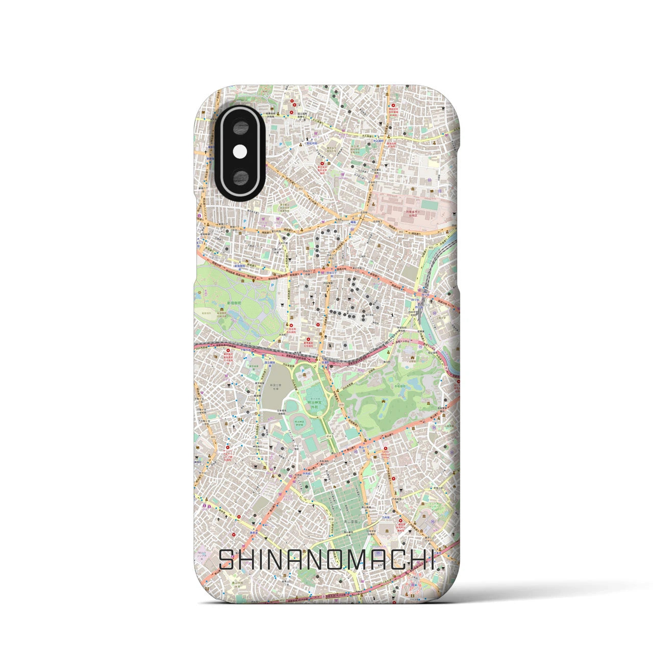 【信濃町(東京都)】地図柄iPhoneケース(バックカバータイプ)