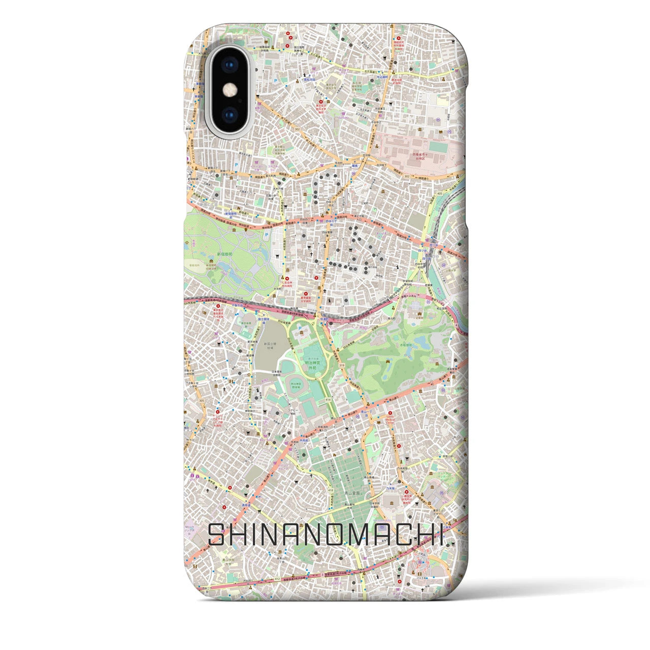 【信濃町(東京都)】地図柄iPhoneケース(バックカバータイプ)