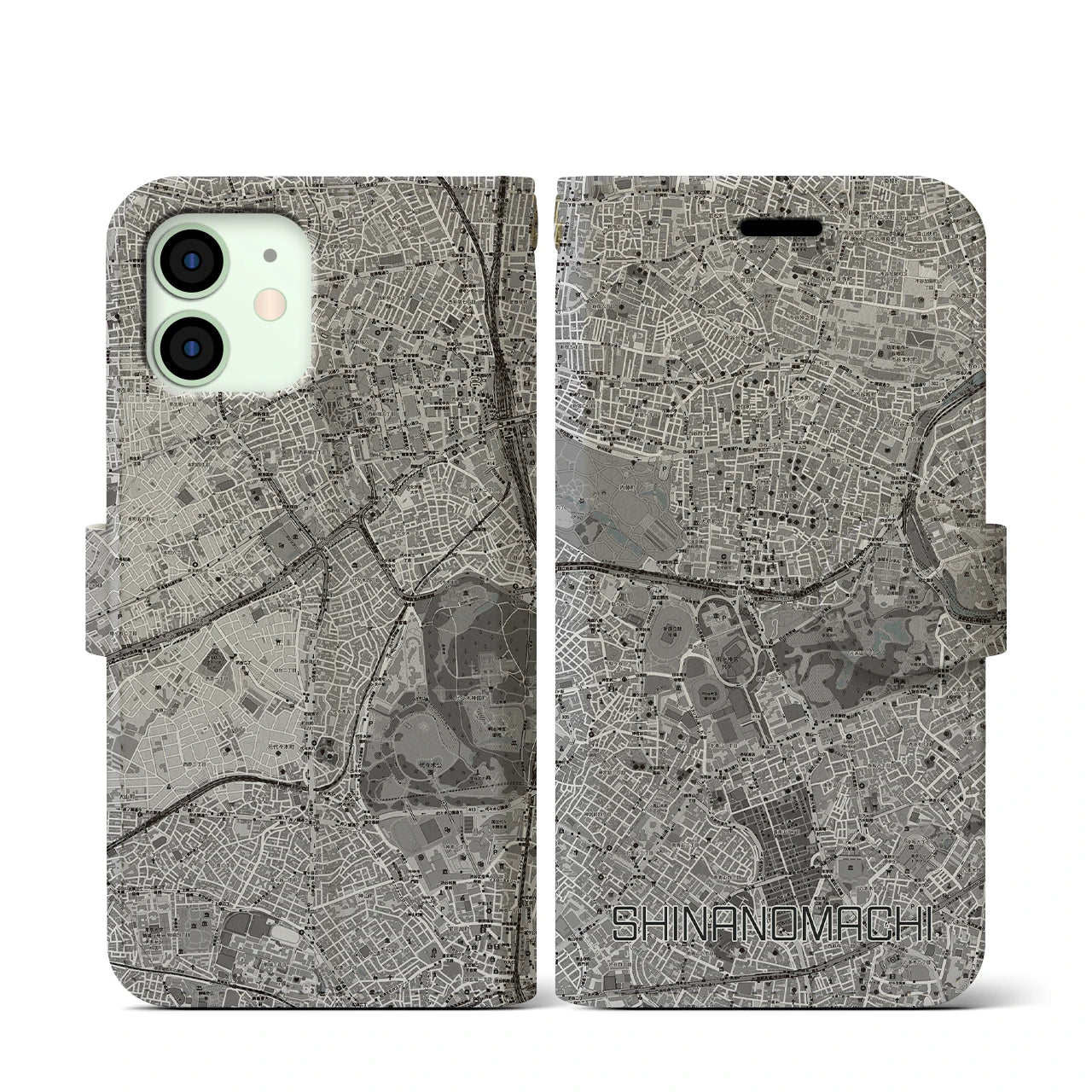 【信濃町(東京都)】地図柄iPhoneケース(手帳タイプ)