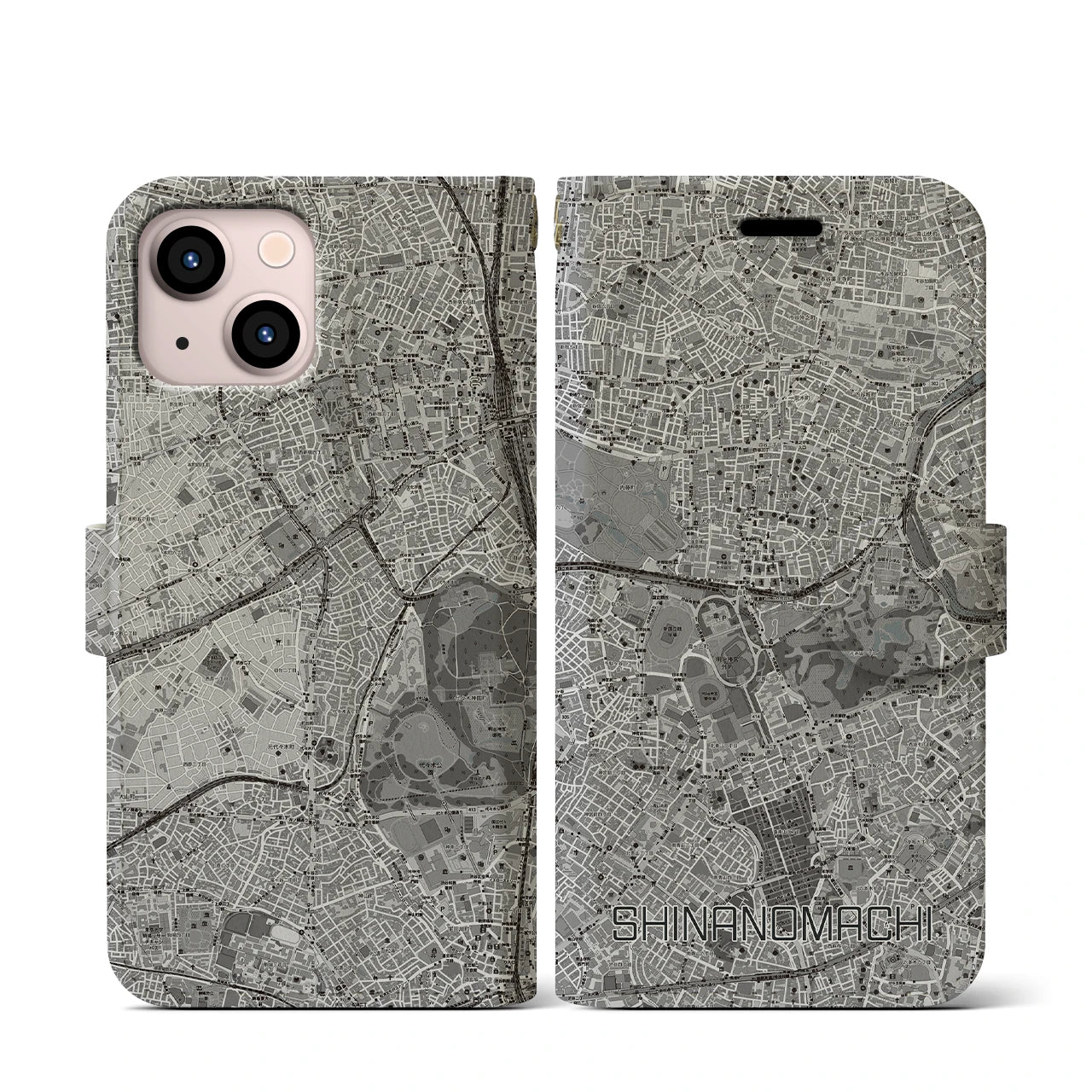 【信濃町(東京都)】地図柄iPhoneケース(手帳タイプ)