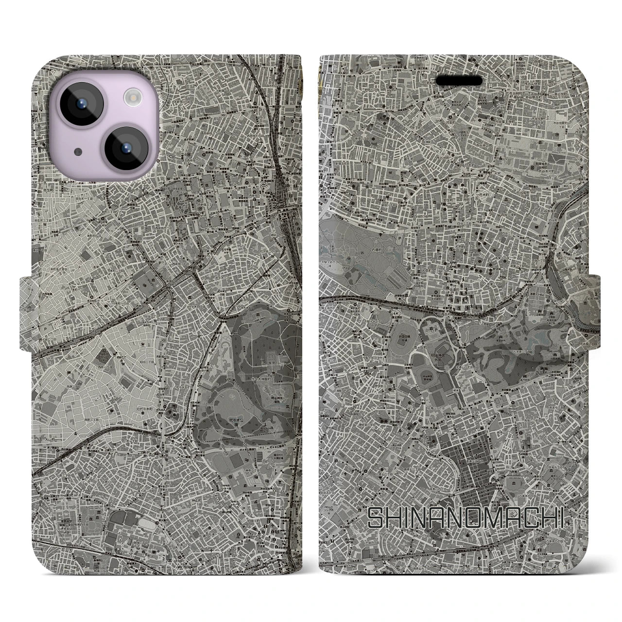 【信濃町(東京都)】地図柄iPhoneケース(手帳タイプ)