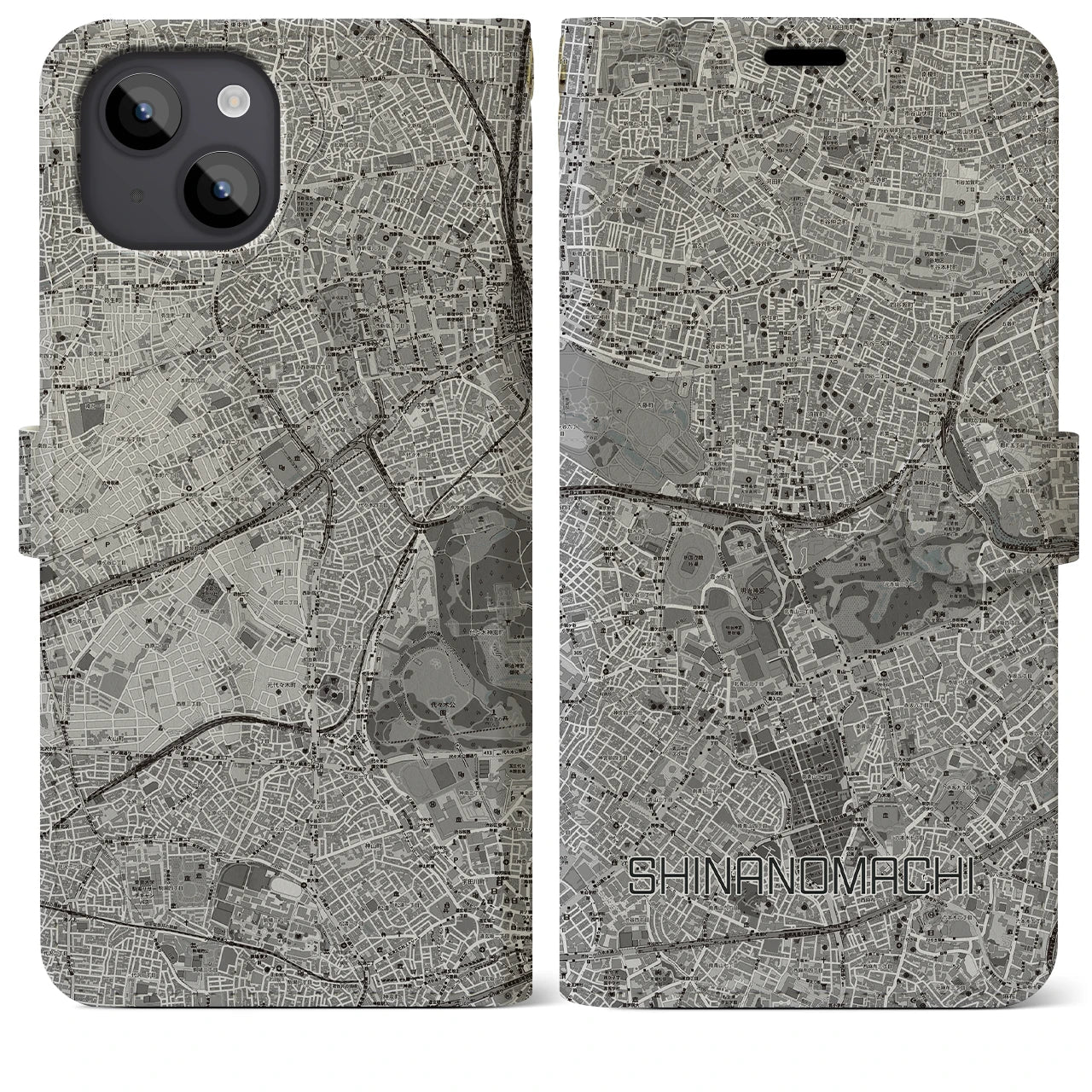 【信濃町(東京都)】地図柄iPhoneケース(手帳タイプ)