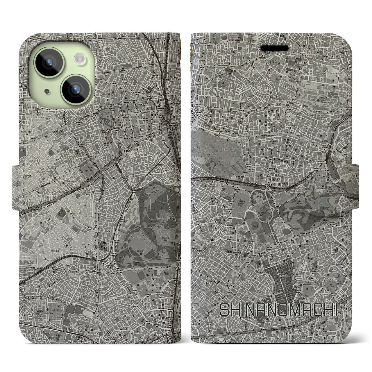 【信濃町(東京都)】地図柄iPhoneケース(手帳タイプ)