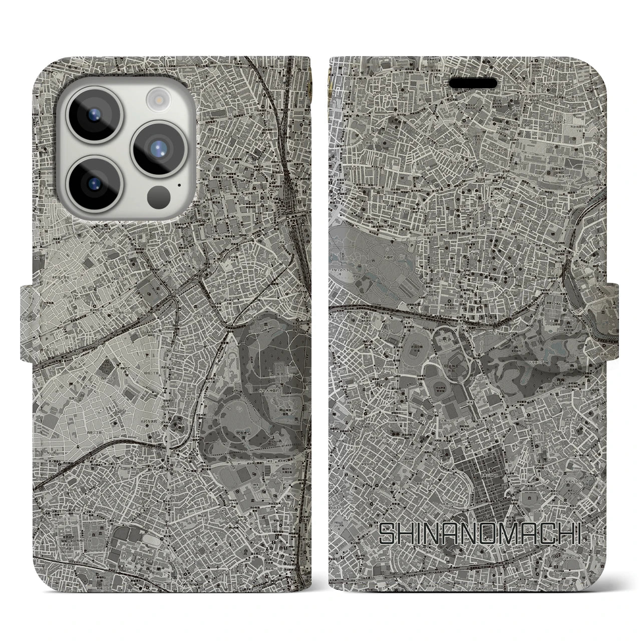 【信濃町(東京都)】地図柄iPhoneケース(手帳タイプ)