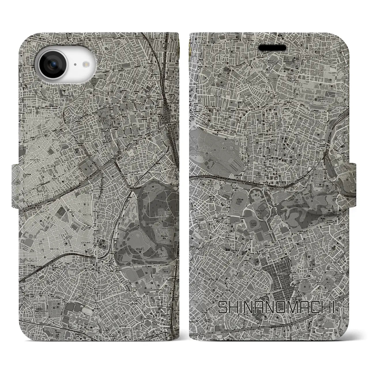 【信濃町(東京都)】地図柄iPhoneケース(手帳タイプ)