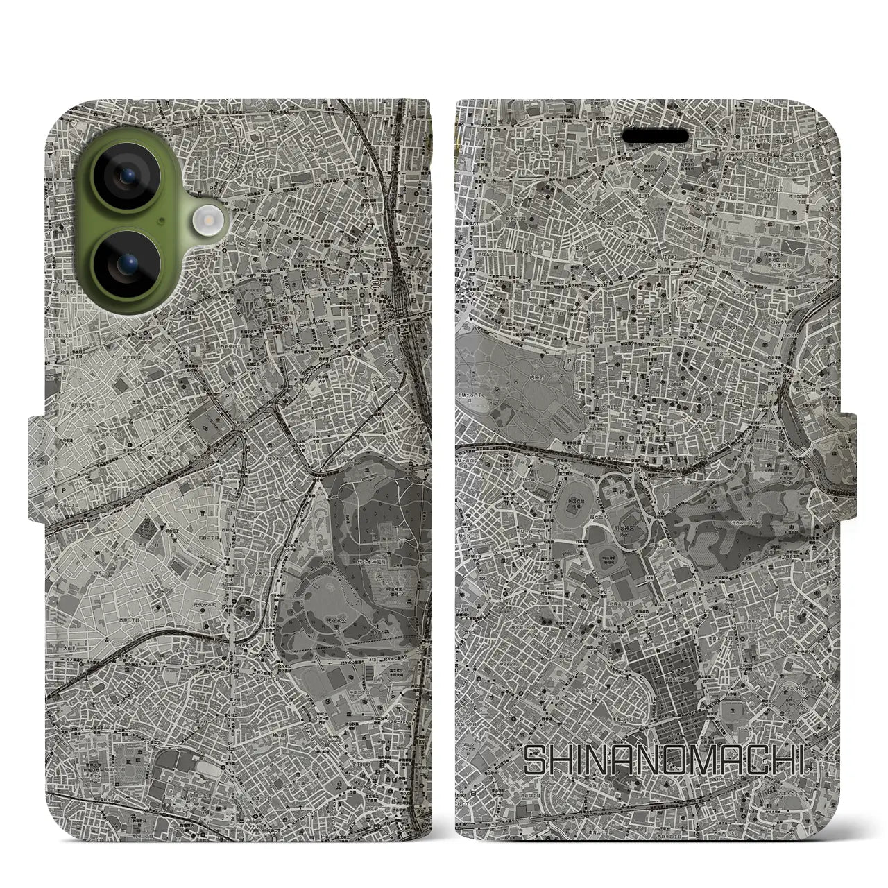 【信濃町(東京都)】地図柄iPhoneケース(手帳タイプ)
