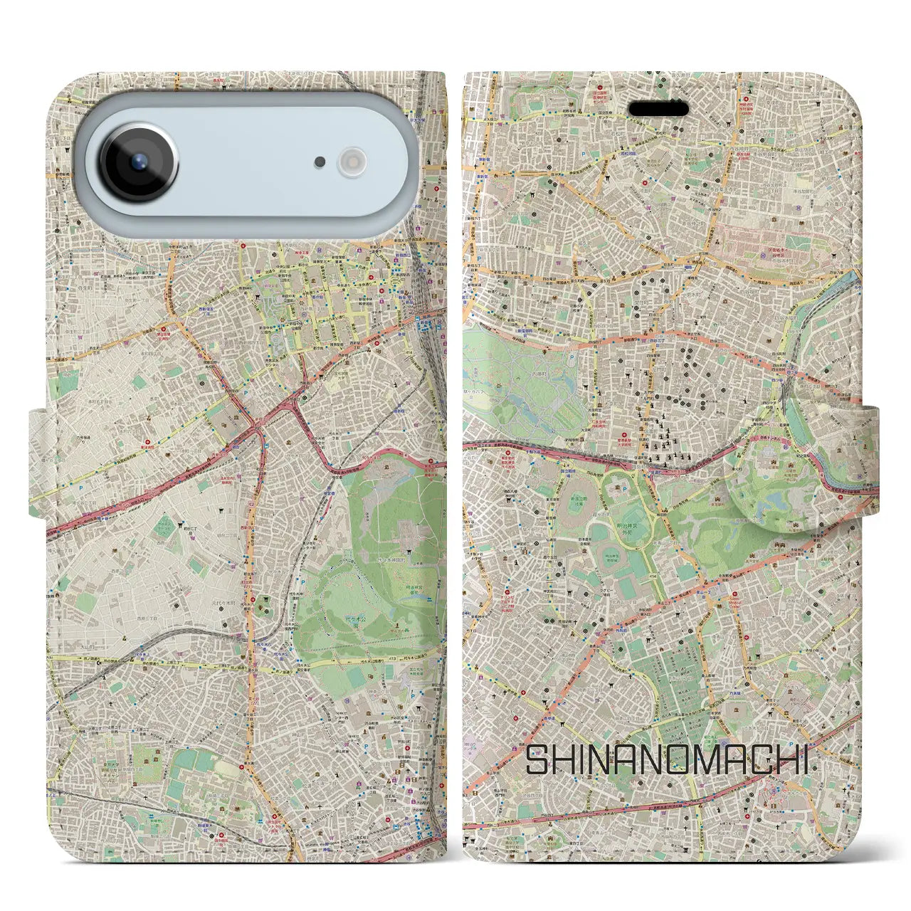 【信濃町(東京都)】地図柄iPhoneケース(手帳タイプ)