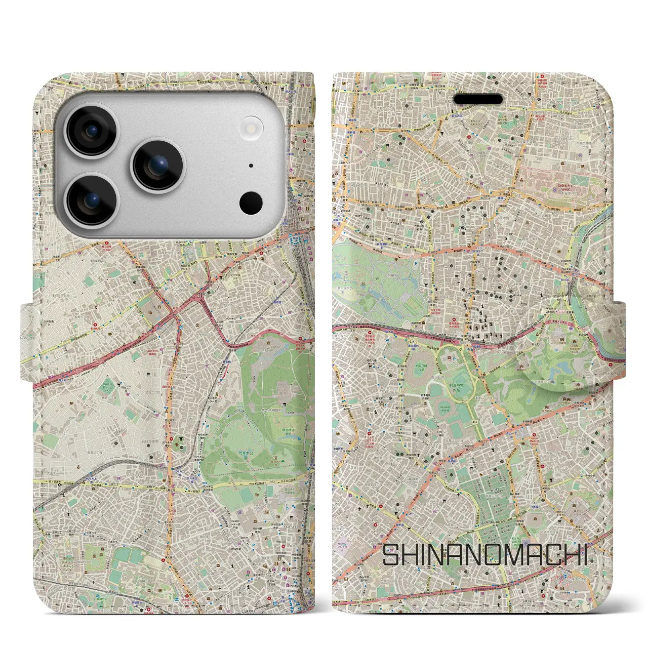 【信濃町(東京都)】地図柄iPhoneケース(手帳タイプ)