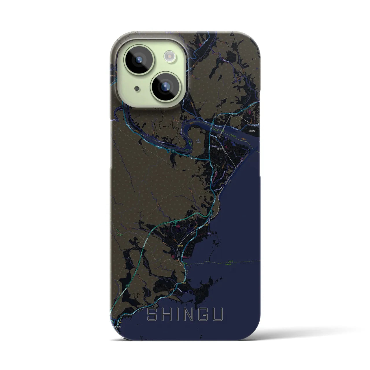 【新宮(和歌山県)】地図柄iPhoneケース(バックカバータイプ)