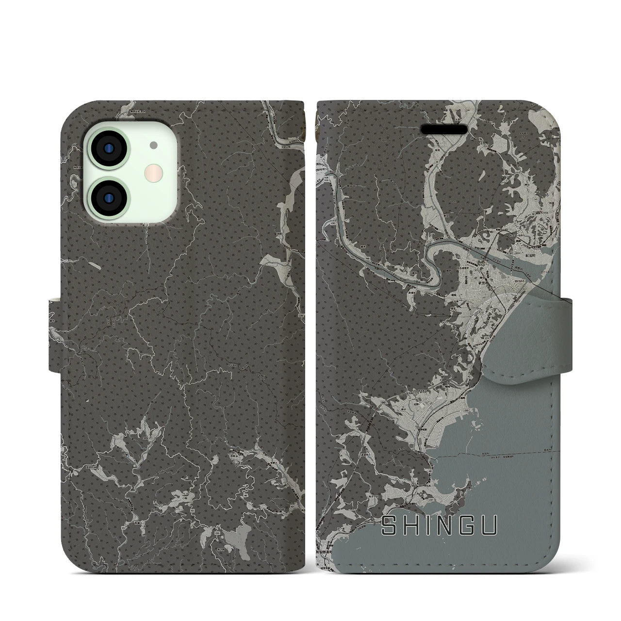 【新宮(和歌山県)】地図柄iPhoneケース(手帳タイプ)