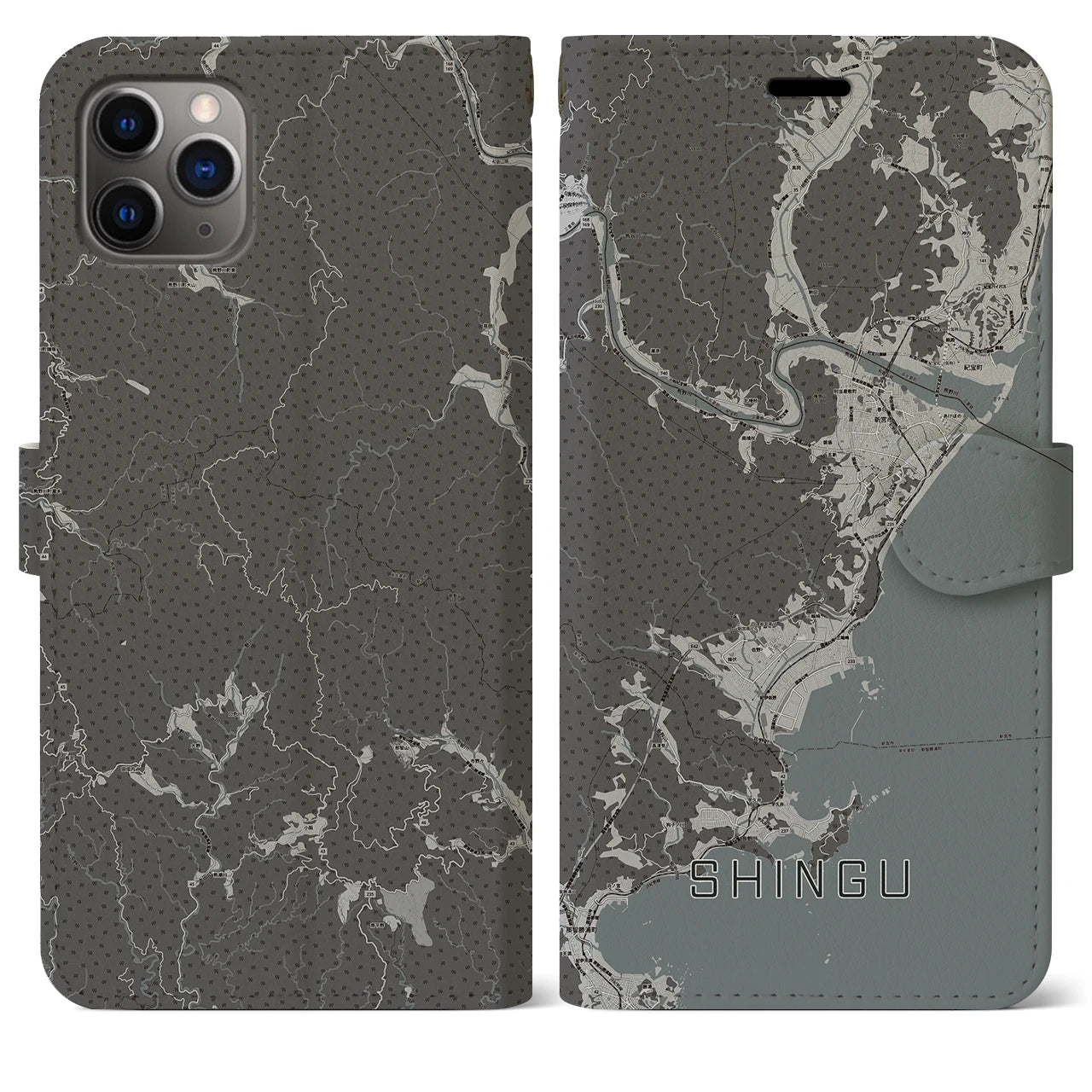 【新宮(和歌山県)】地図柄iPhoneケース(手帳タイプ)