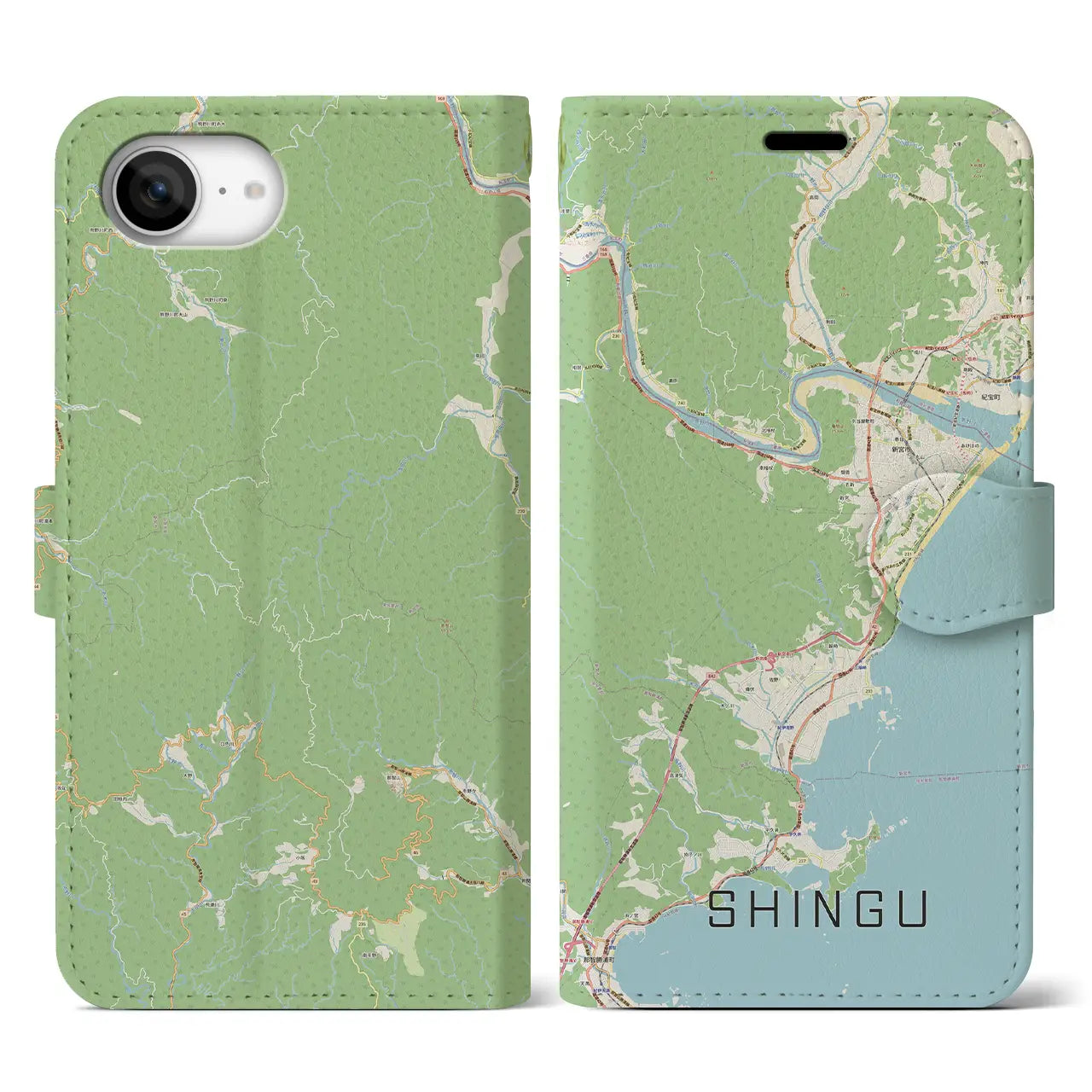 【新宮(和歌山県)】地図柄iPhoneケース(手帳タイプ)