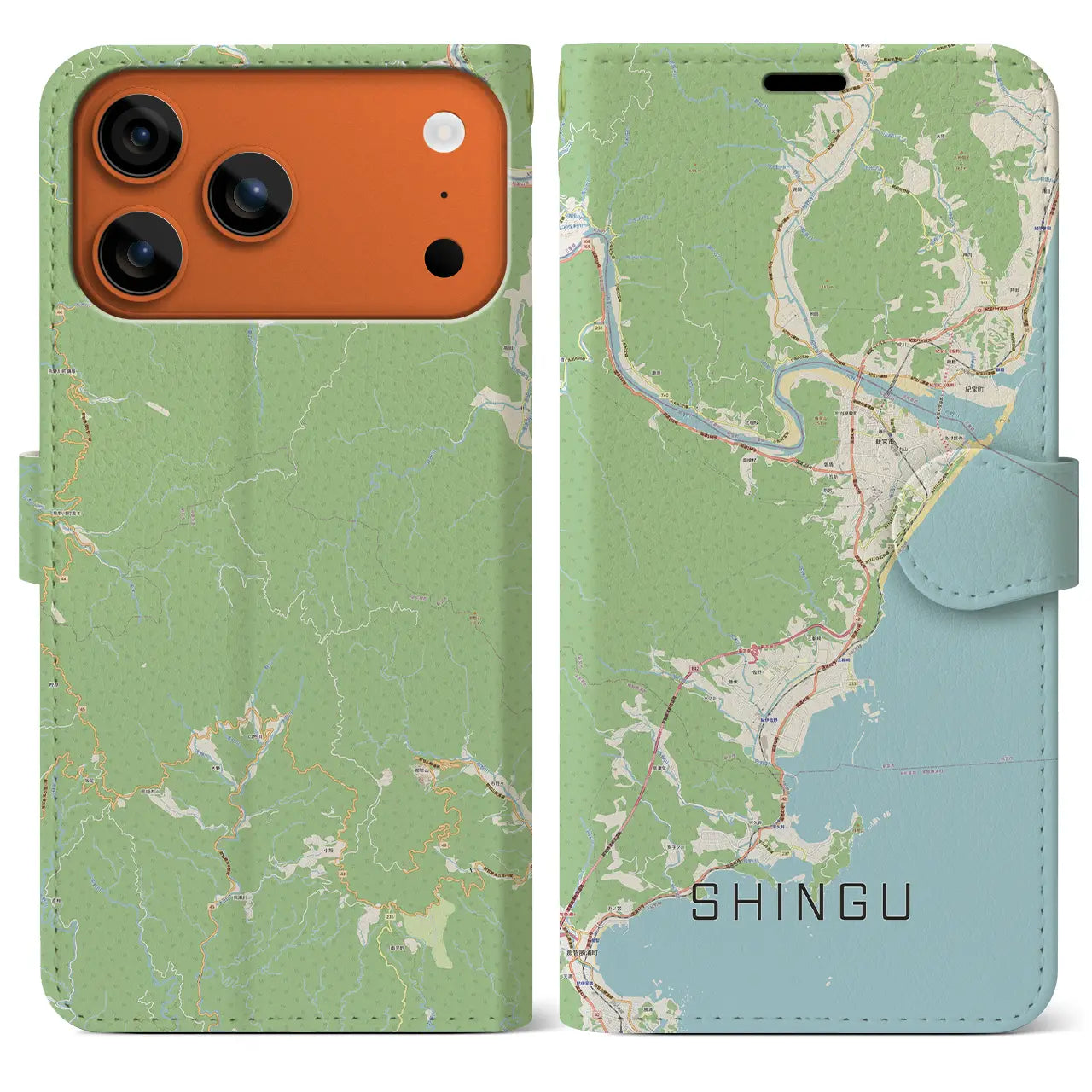 【新宮(和歌山県)】地図柄iPhoneケース(手帳タイプ)