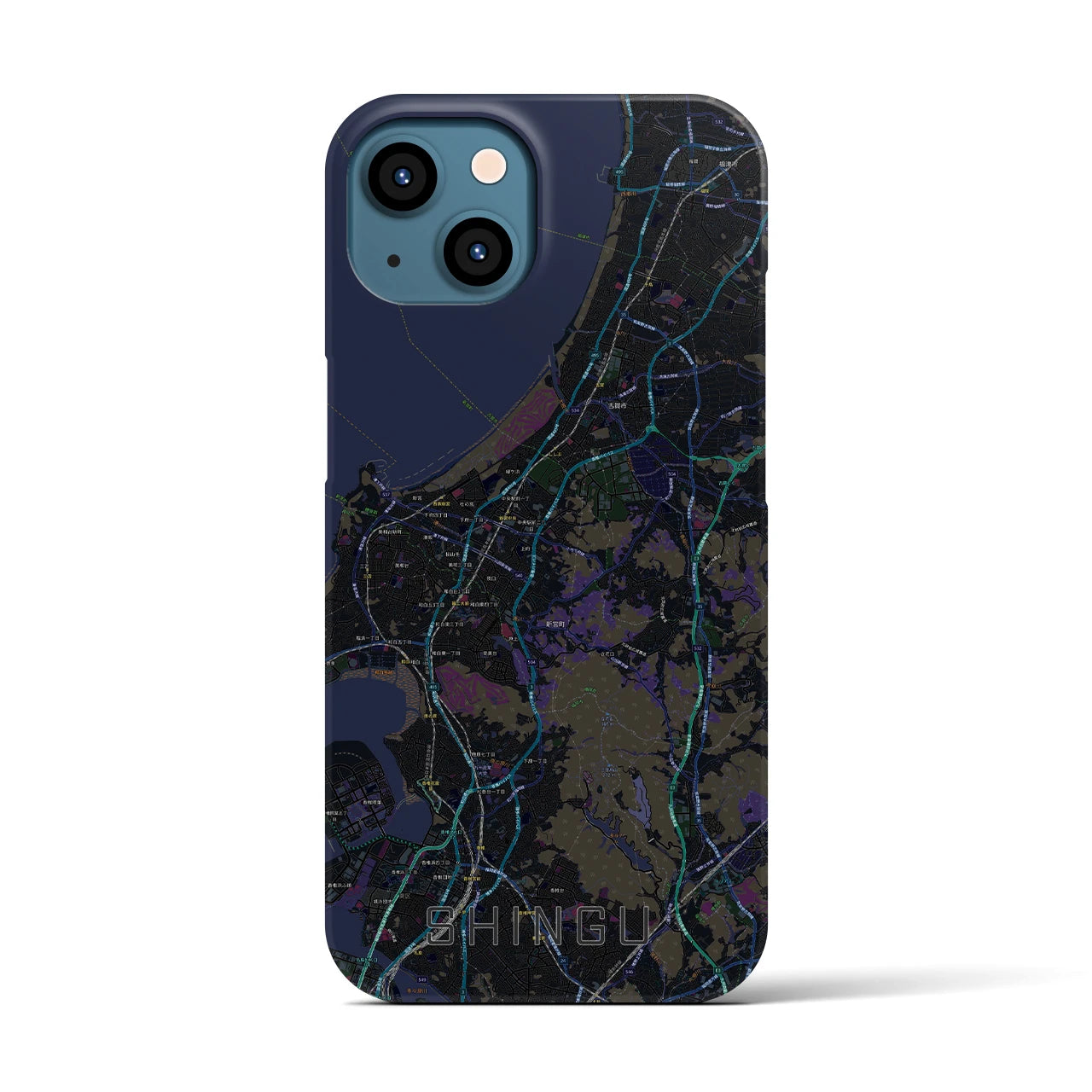 【新宮(福岡県)】地図柄iPhoneケース(バックカバータイプ)