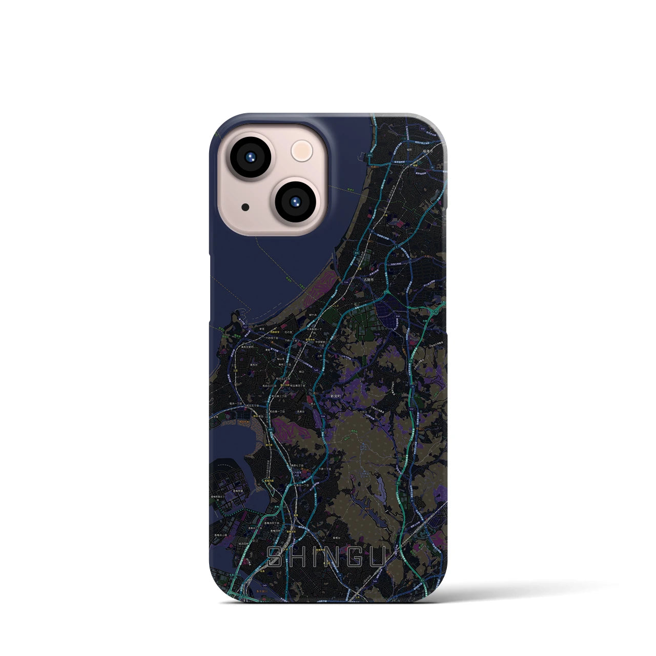 【新宮(福岡県)】地図柄iPhoneケース(バックカバータイプ)