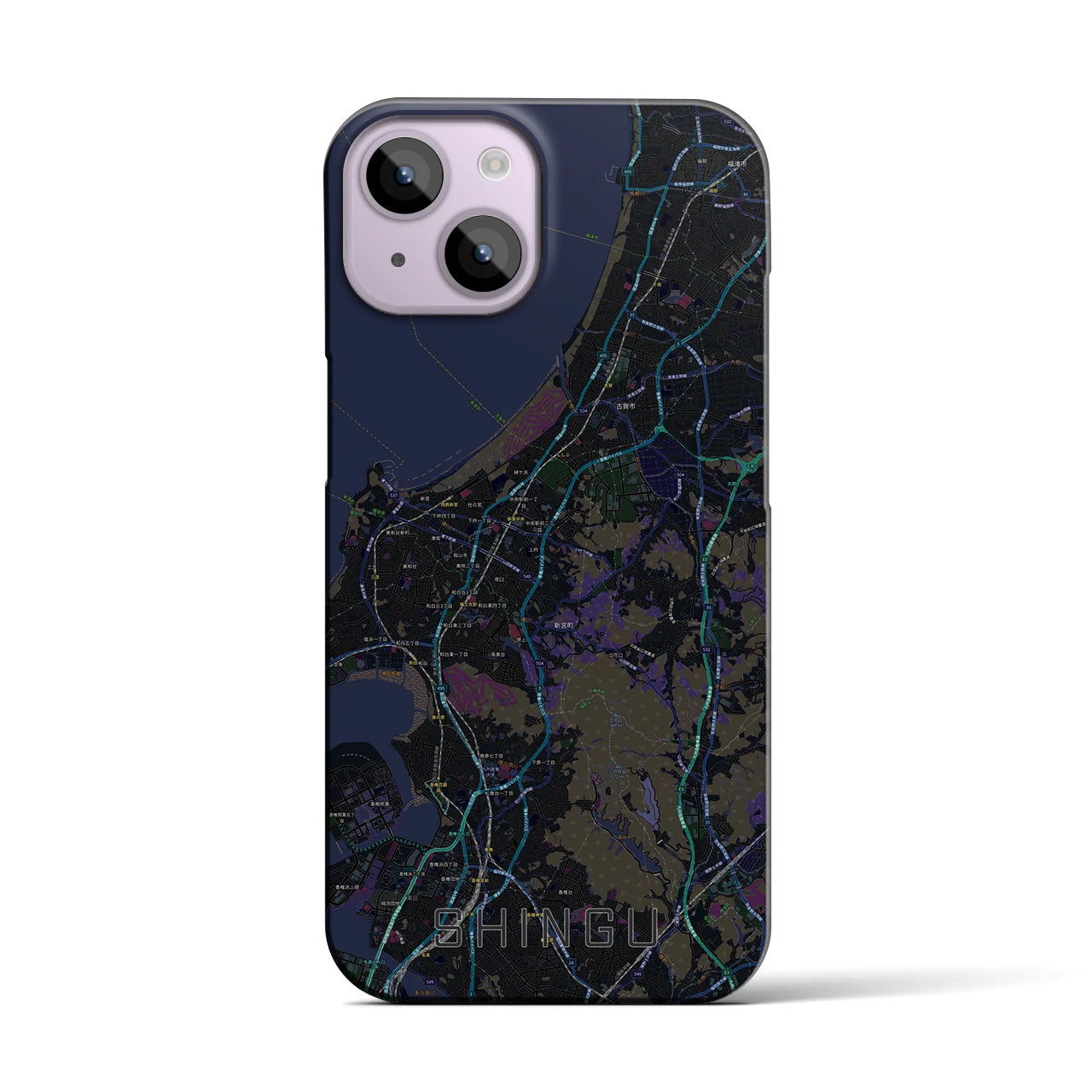 【新宮(福岡県)】地図柄iPhoneケース(バックカバータイプ)