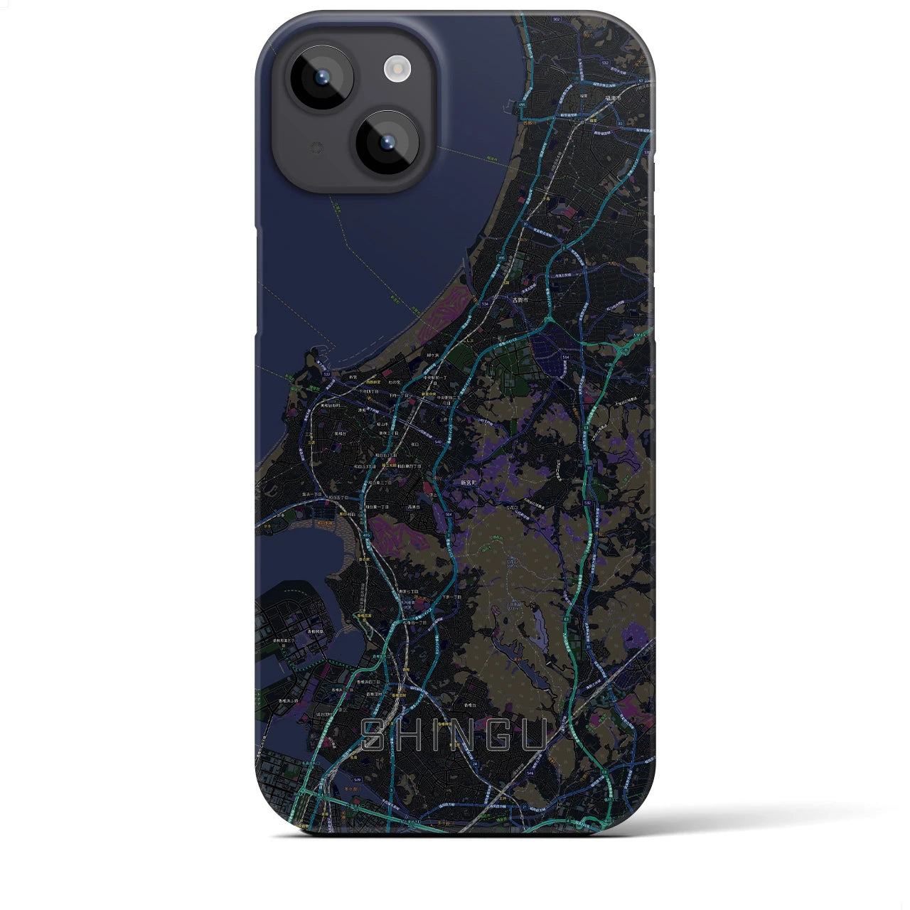 【新宮(福岡県)】地図柄iPhoneケース(バックカバータイプ)